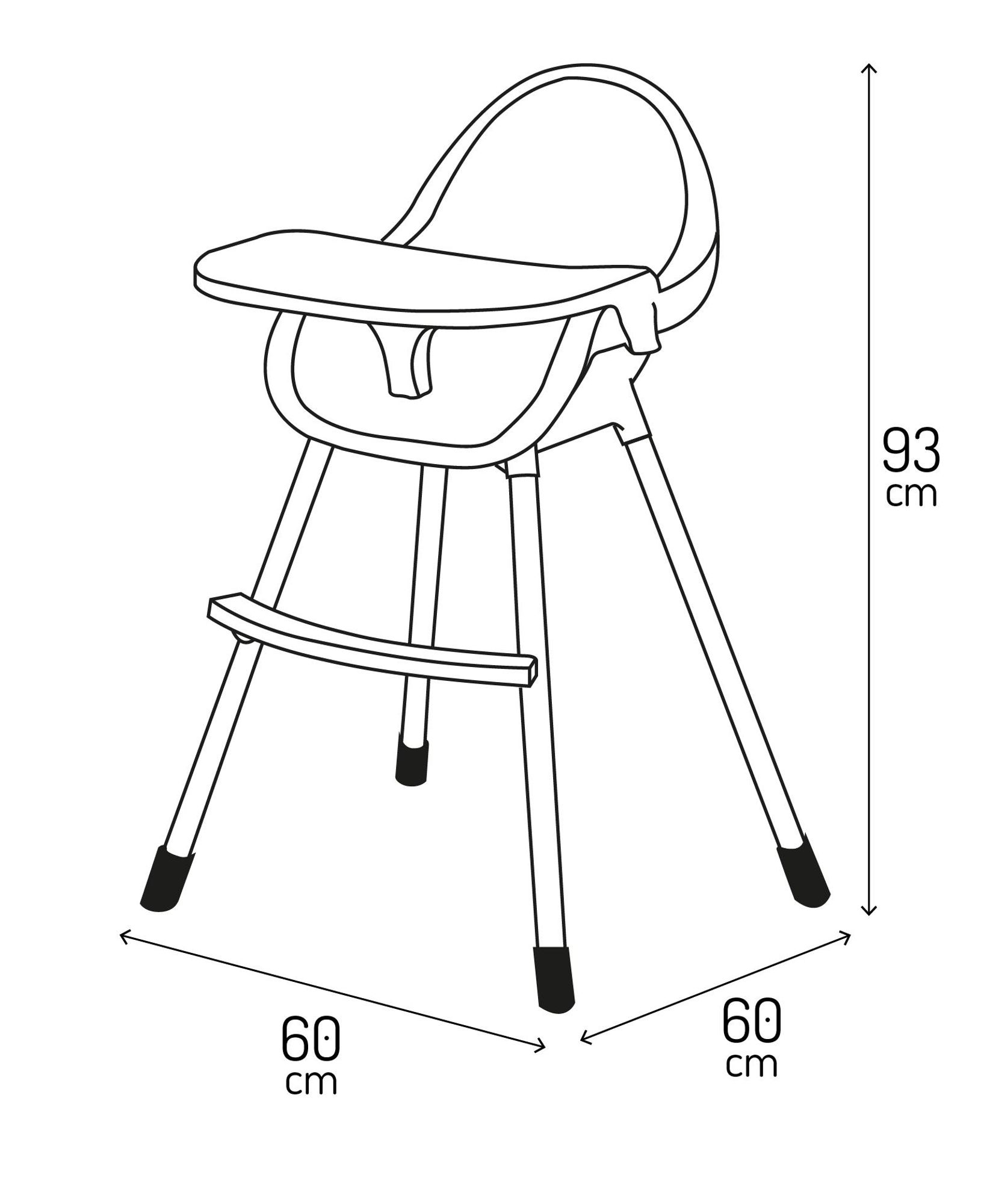 MoMi REKI – Evolutiver Baby Hochstuhl mit 2 Sitzpositionen & spülmaschinenfester Tablett, 6–36 Monate, bis 20 kg – Grau
