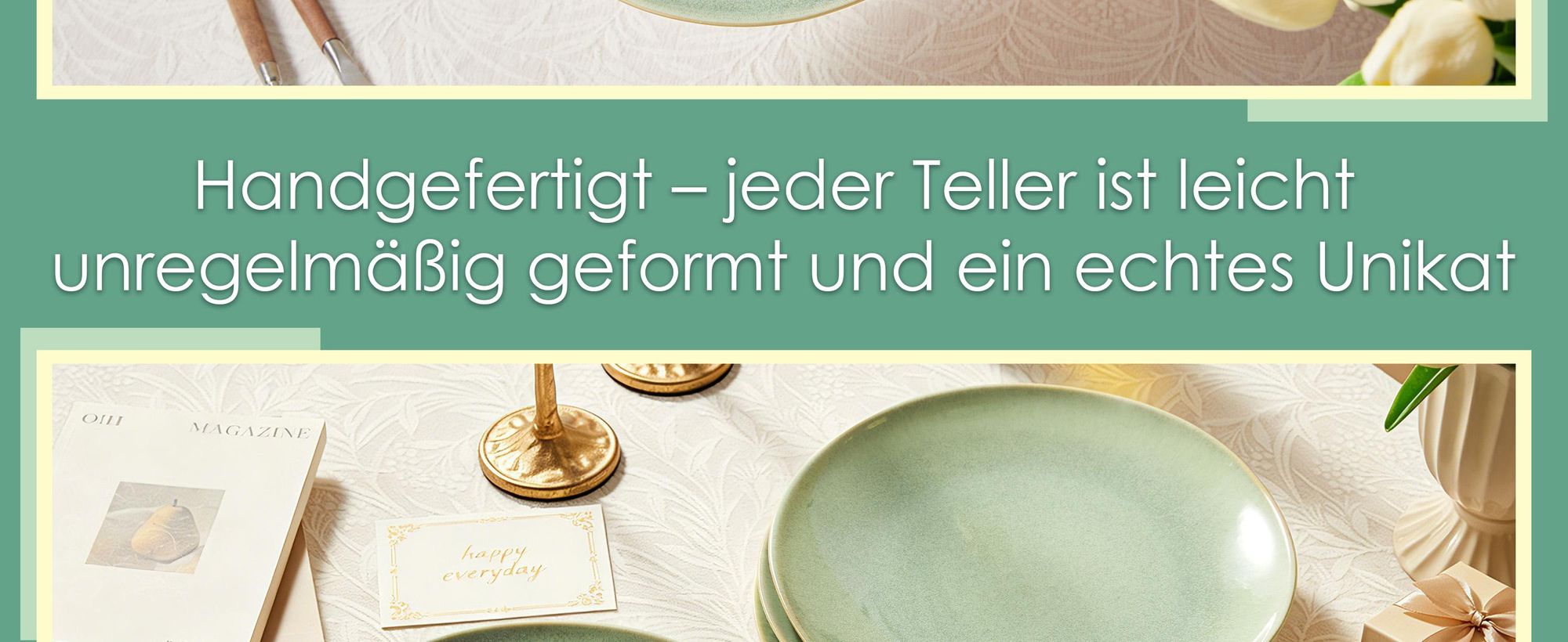 Teller Set 4er Ø27,7cm Keramik Speiseteller Frühstücksteller Kuchenteller Flachteller für 4 Personen Reactive Glaze Mikrowellen- und Spülmaschinenfest
