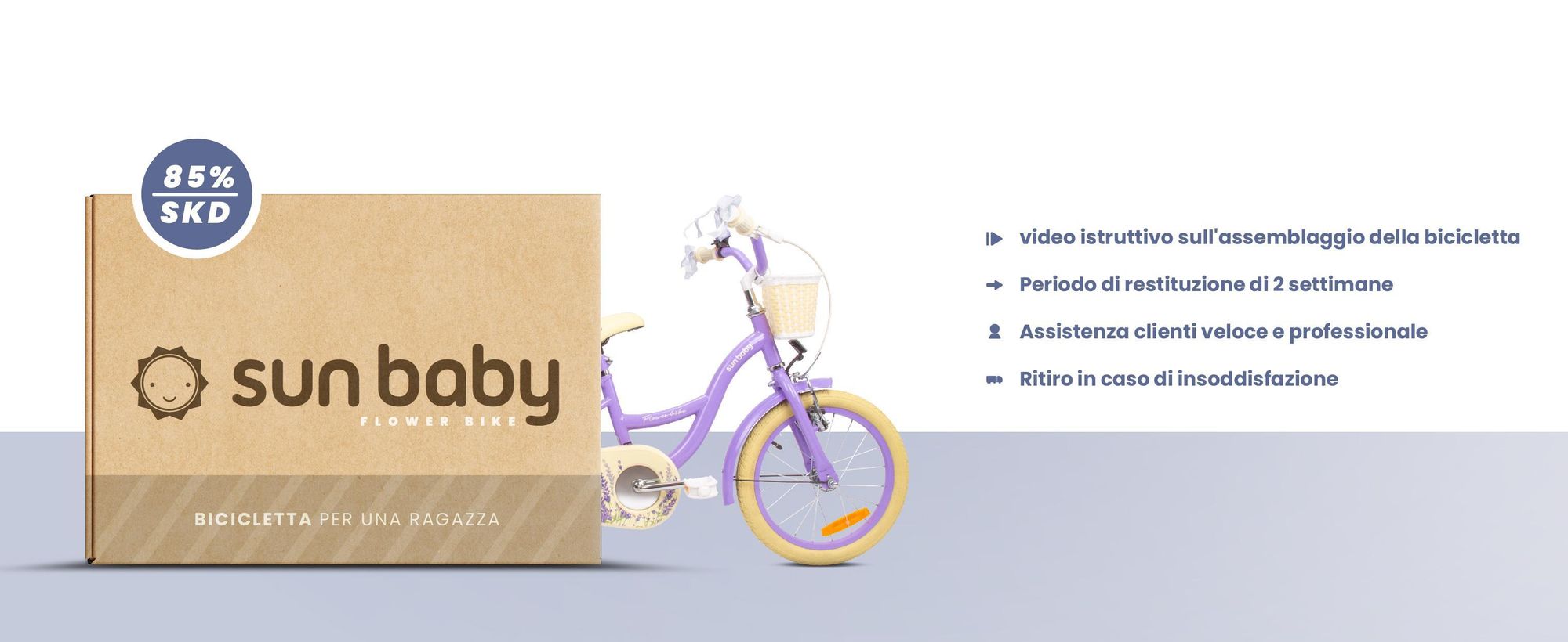 SUN BABY Flower Bike: bicicletta per bambine da 16 pollici, a partire dai 4 anni, con rotelle, manubrio di spinta rimovibile, cestino, campanello, freno a contropedale e V-brake
