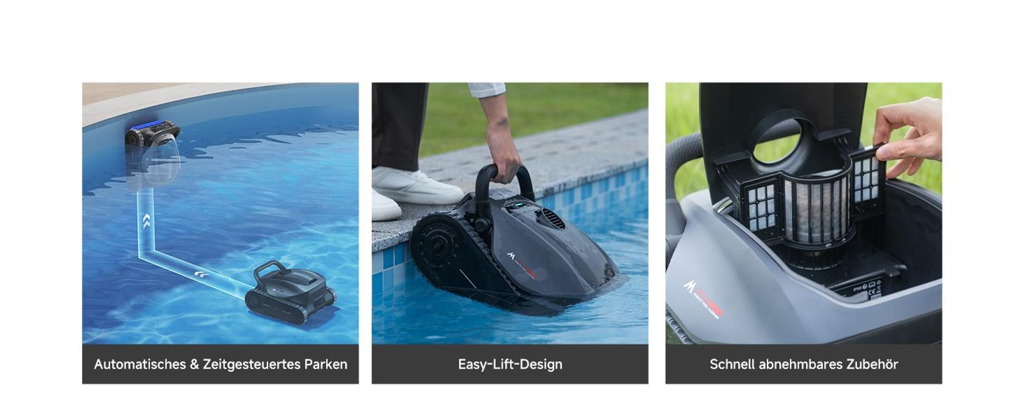 MOVA Diver A10 – Intelligenter Poolroboter, 22 700 L/h Saugleistung, 240 min Laufzeit, Doppel-Bürste, 8 IA-Modi