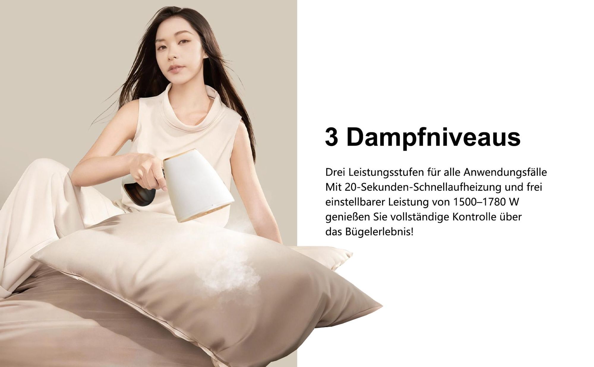 2-in-1 Dampfglätter & Reisebügeleisen 1780W, Tragbare Dampfbürste (20s Schnellaufheizung, 320ml, 30g/min, 3 Stufen) mit Abschaltautomatik, Weiß