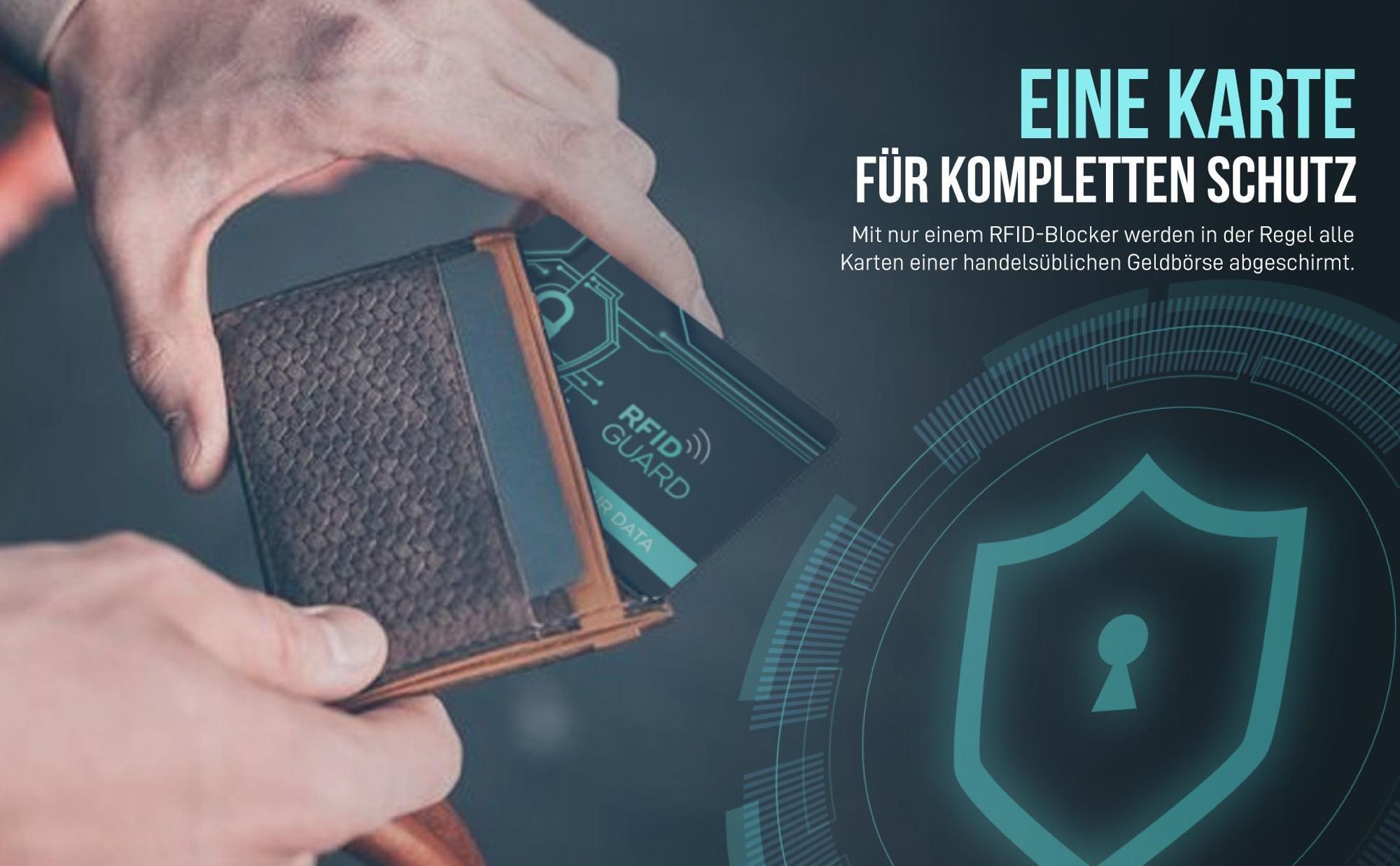 Eine RFID / NFC Schutzkarte genügt meist für den gesamten Geldbeutel