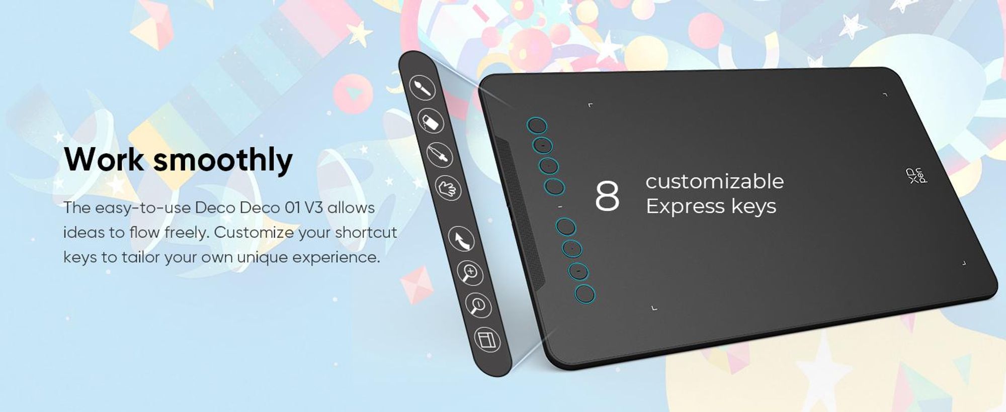 XPPen DECO 01 V2, Verkabelt & Kabellos, 5080 lpi, 254 x 158,75 mm, USB, 1 cm, Stift