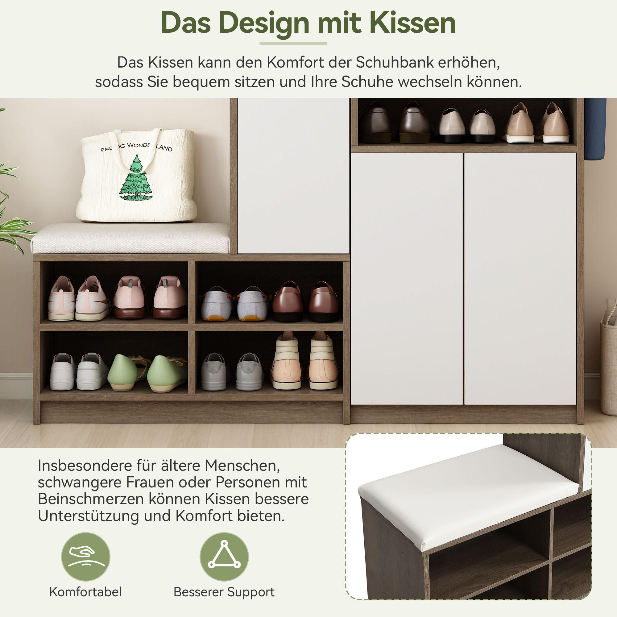 Merax Schuhschrank mit 3 Tür, Schubladen, Offene Fächer, Schuhkipper, Schuhkommode, Schuhablage, Schuhregal für 15–20 Paar Schuhe, Weiß