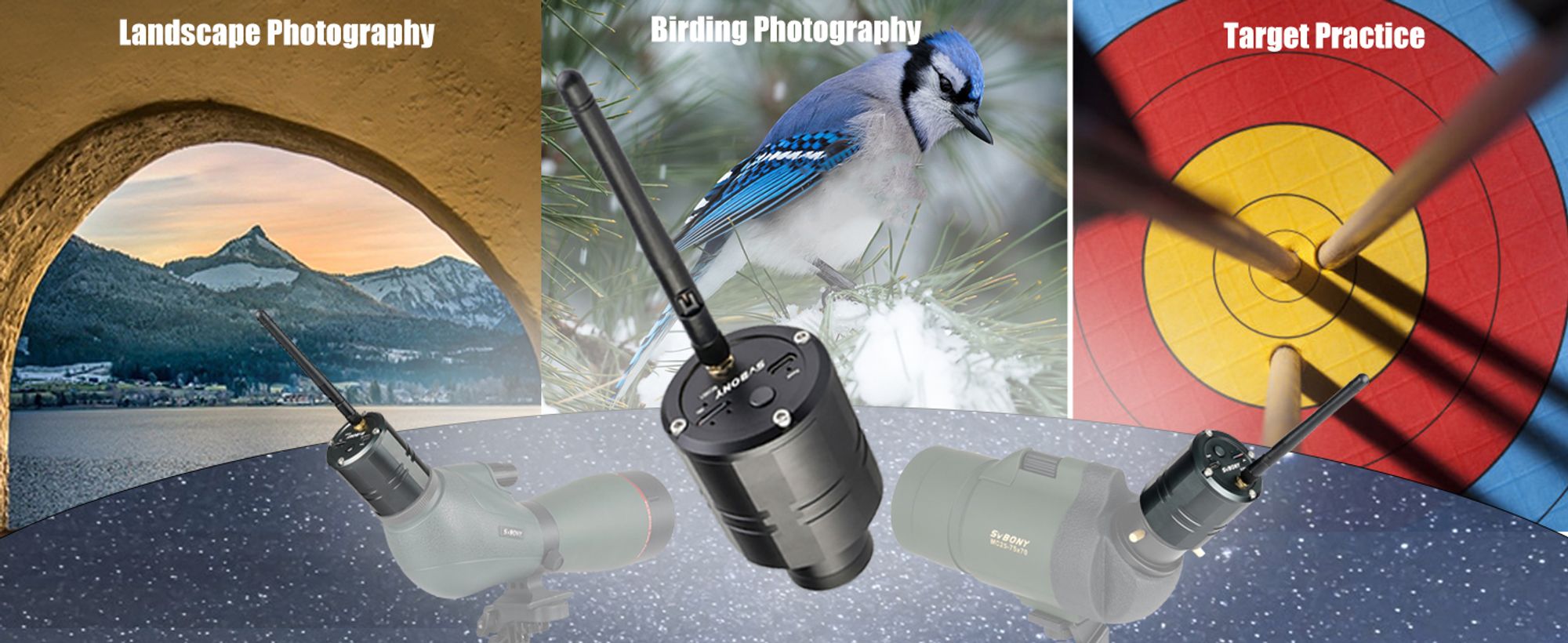 Svbony SC001 WiFi Spektiv Kamera, 2MP 1080P Wireless-Kamera mit 32 GB TF-Karte, Elektronische Okular-Kamera mit 1,25 Zoll-Halterung für Vogel-Natur-Fotografie