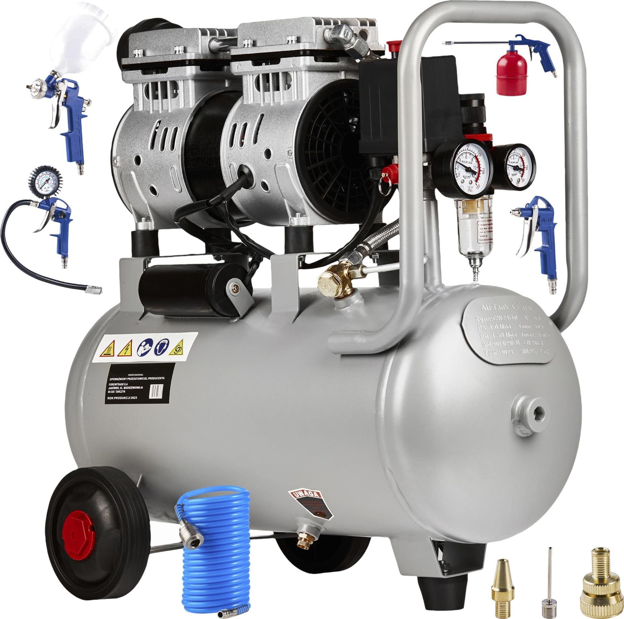 KRAFT&DELE | Sprężarka, bezolejowa, zbiornik 24 l, maks. 8 bar, 1200 W, efektywna wydajność 220 l/min