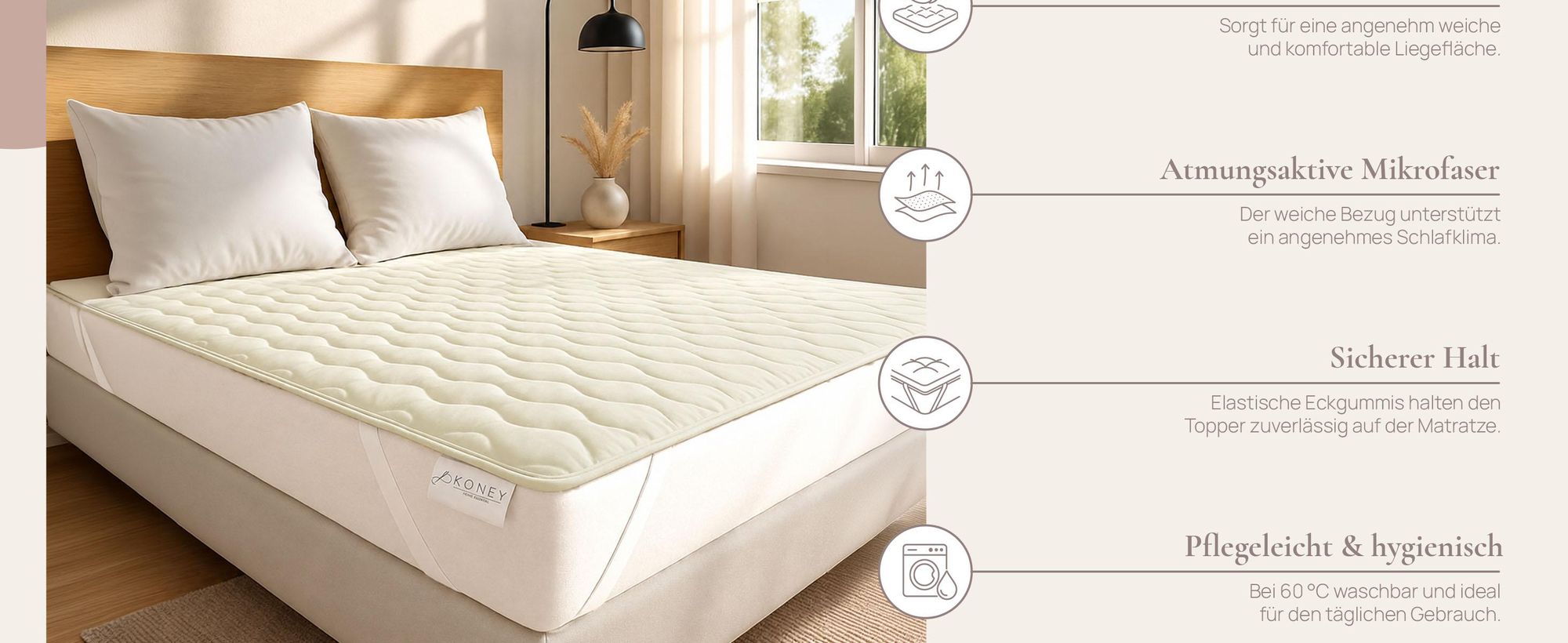 Topper - Ergonomischer Komfortschaum - 180x200 cm - 100% Mikrofaser - für Allergiker