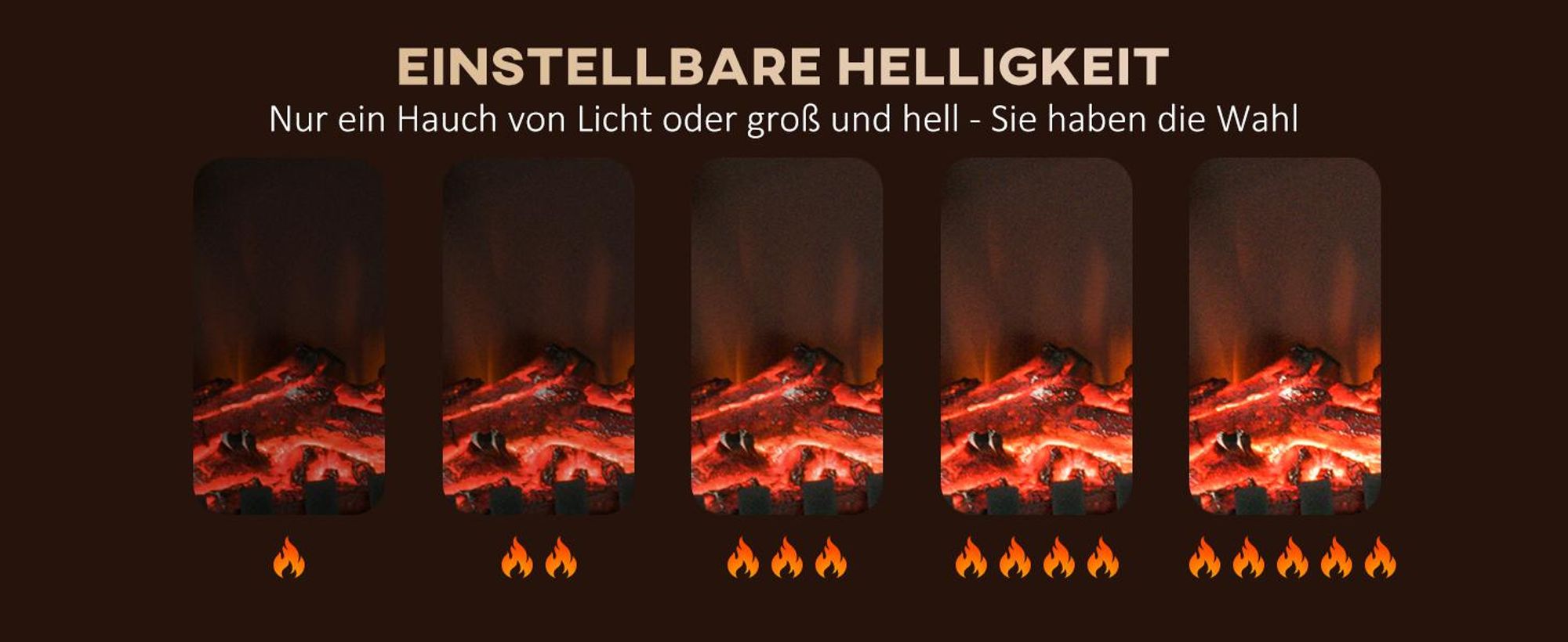 HOMCOM Elektrokamin, Geräuscharmer Standkamin mit Flammeneffekt, 2000W Kaminofen