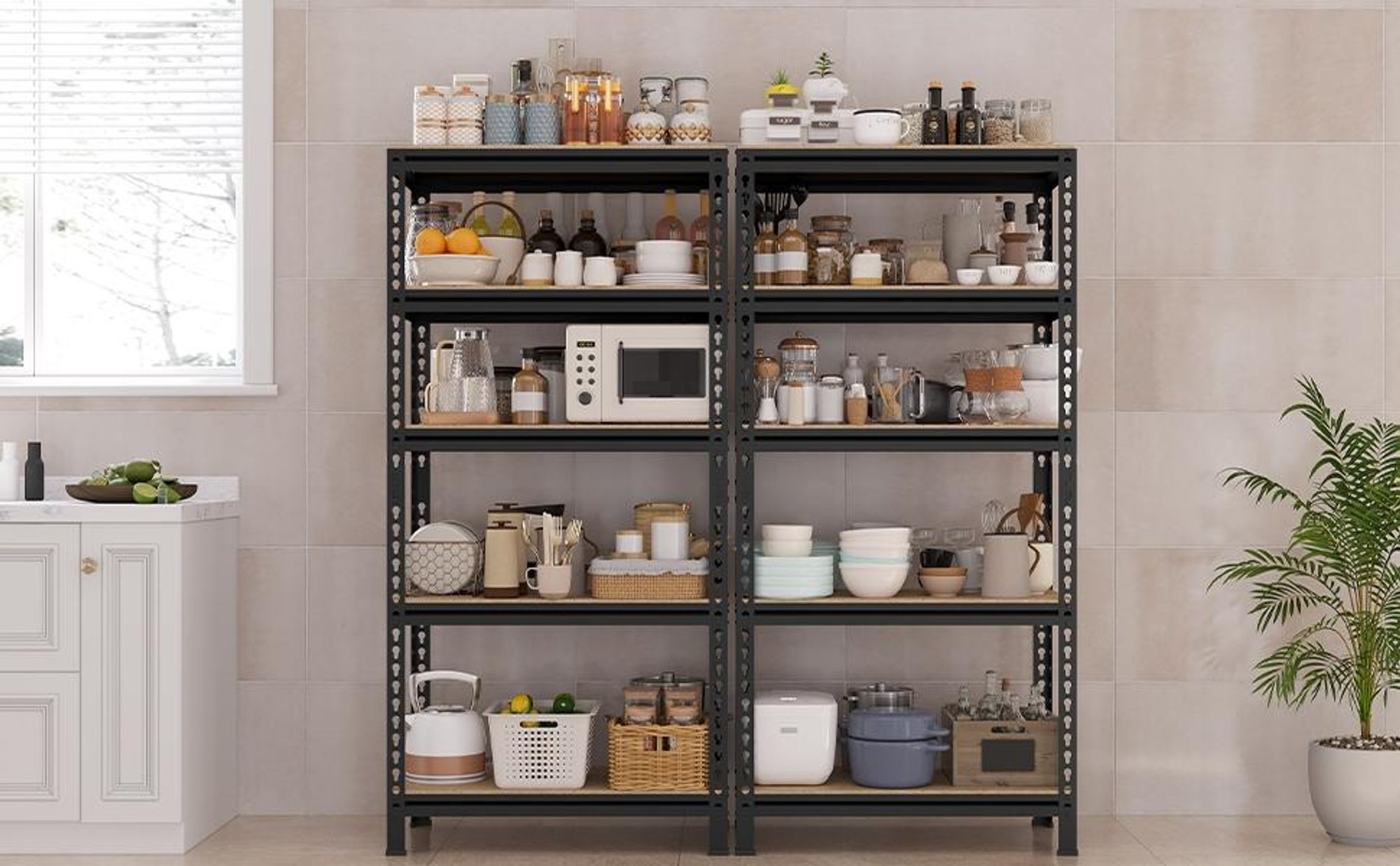 Yaheetech Schwerlastregal 2er Set 150x70x30cm, max. 560 kg, 5 höhenverstellbare MDF-Böden, Lagerregal, Schwarz