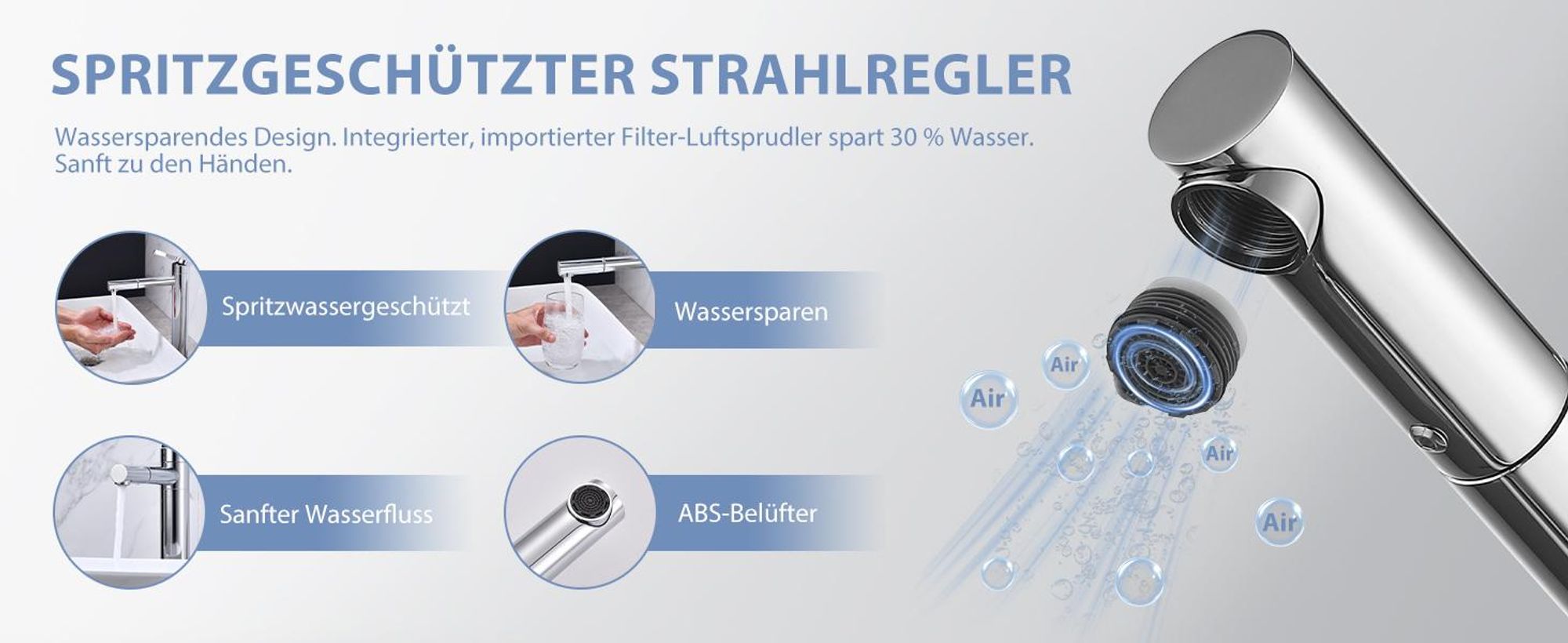 Homelody Wasserhahn Bad mit 360° Drehbar Auslauf, Aufsatzwaschbecken Waschtischarmatur Hoch SUS304 Mischbatterie Bad für Waschbecken Badarmatur Chrom