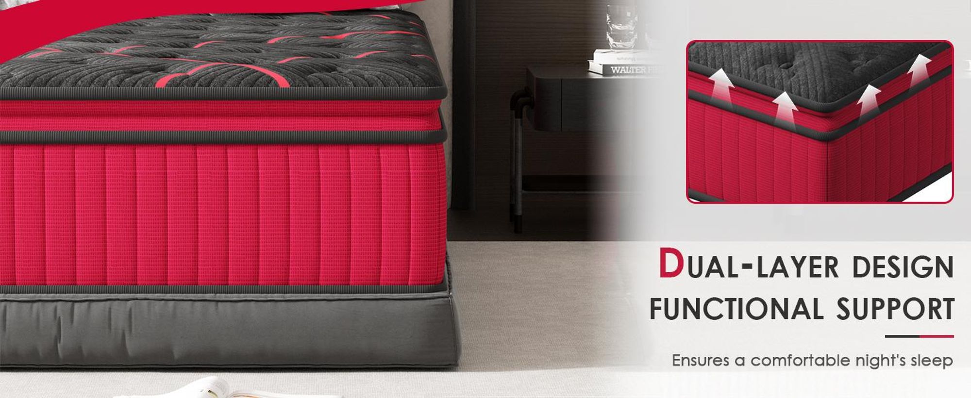 DEWINNER Materac 160x200 cm, 30 cm materac ze sprężynami kieszeniowymi, ergonomiczny materac 7-strefowy, stopień twardości H2/H3, OEKO-TEX
