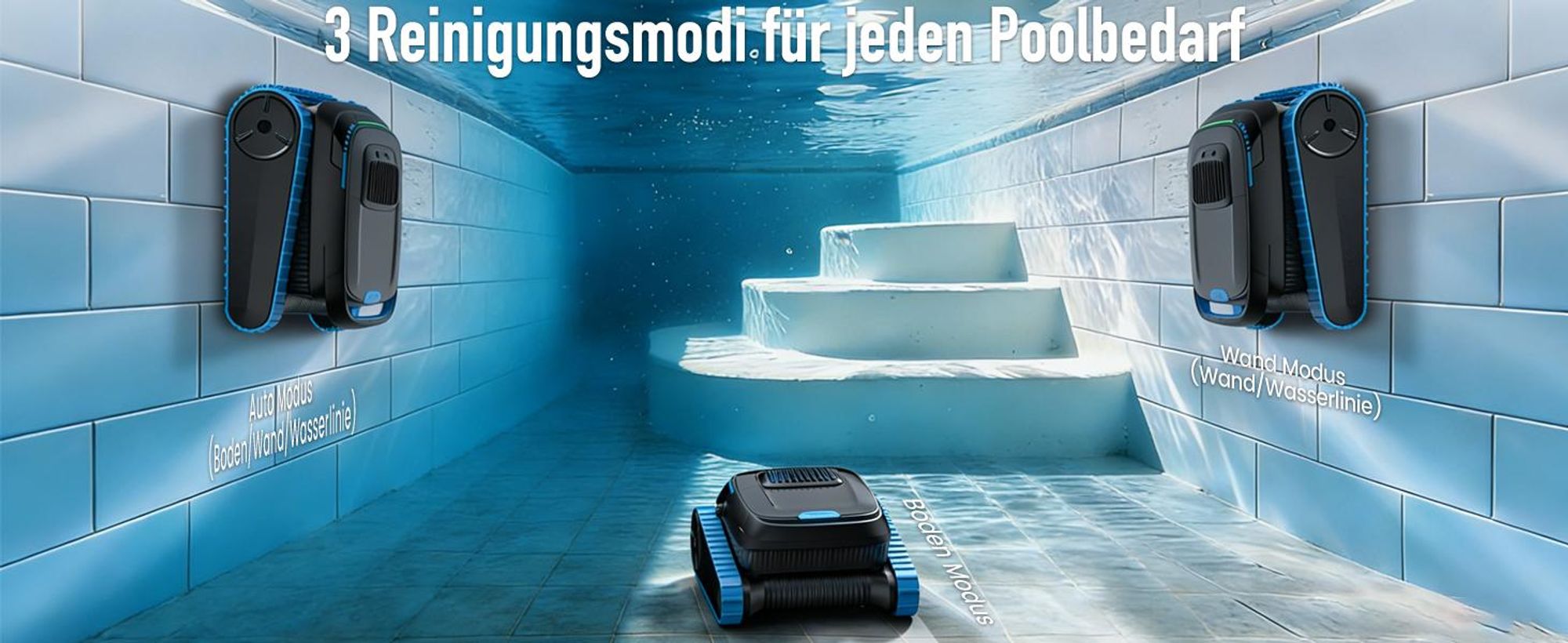 AIRROBO CP40 Poolroboter Boden und Wand mit APP, 120 Min Akkulaufzeit, 170m² Reinigungsfläche, Intelligente Navigation, Selbsteinparkfunktion