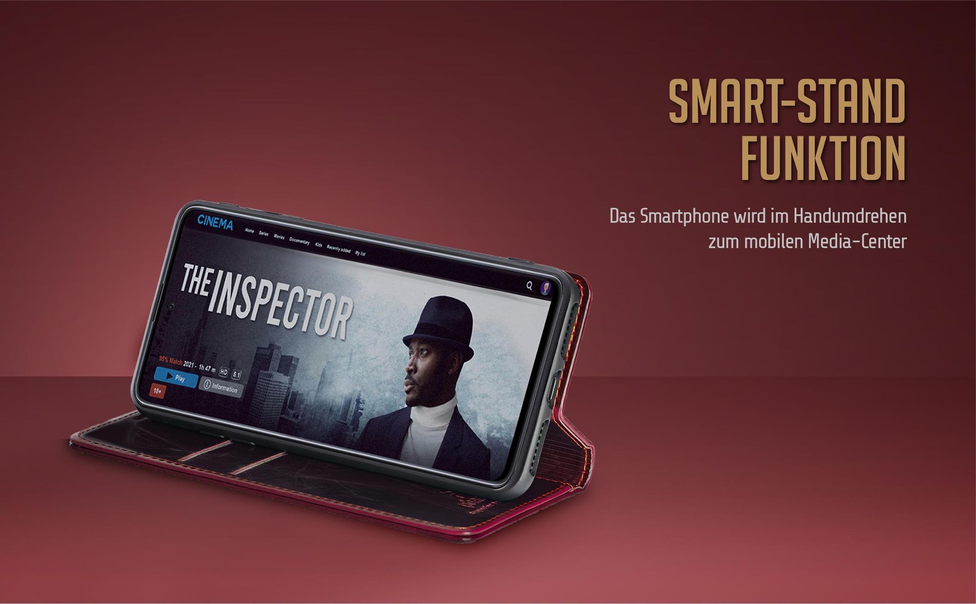 Weinrotes Wallet Case für Samsung Galaxy A55 5G mit Standfunktion