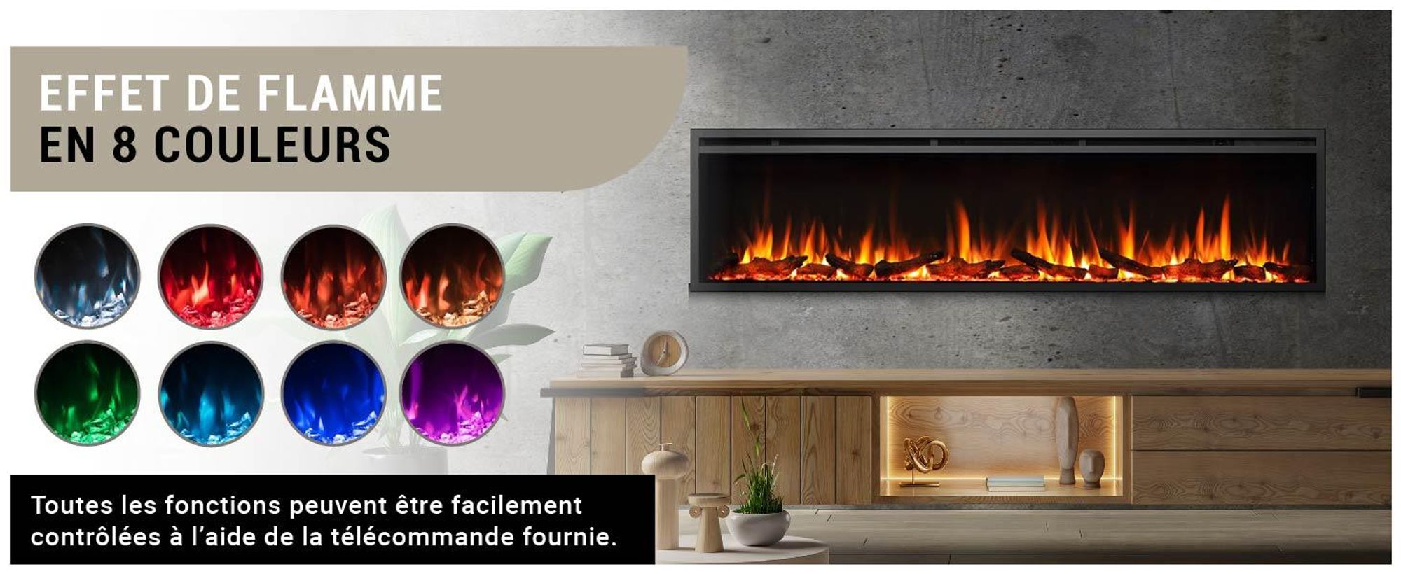 Cheminée électrique BALDERIA Atalanta 72 - Cheminée encastrable - Noir