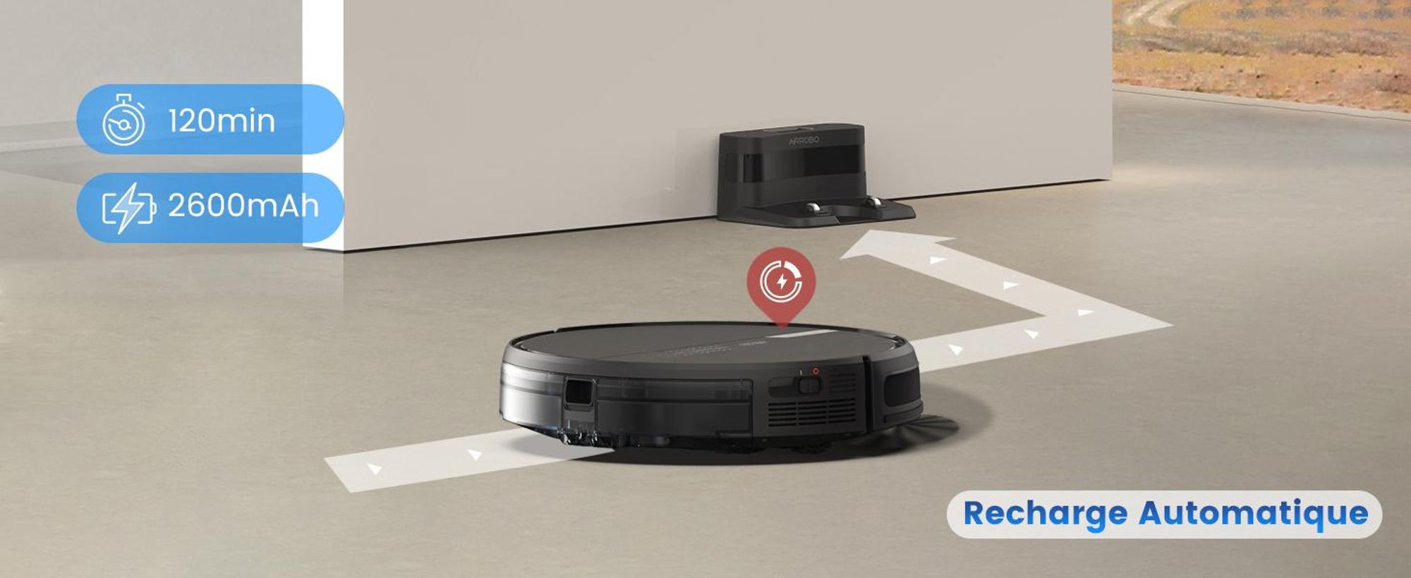 AIRROBO G60 : robot aspirateur 2-en-1 (sec/humide) avec fonction de lavage, 4000 Pa
