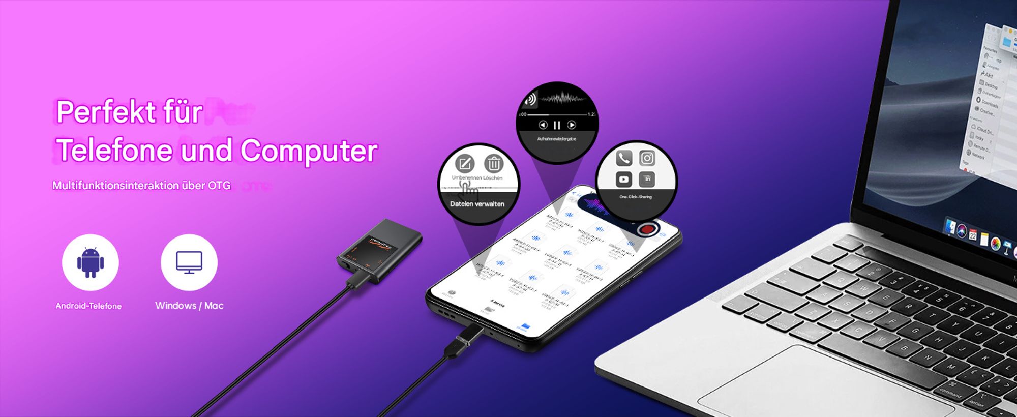 64GB Mini Digitales Diktiergerät - 3072Kbps Magnetic Diktiergerät Aufnahmegerä mit Playback, 7000 Stunden One-Touch Aufnahme mit AI Rauschunterdrückun