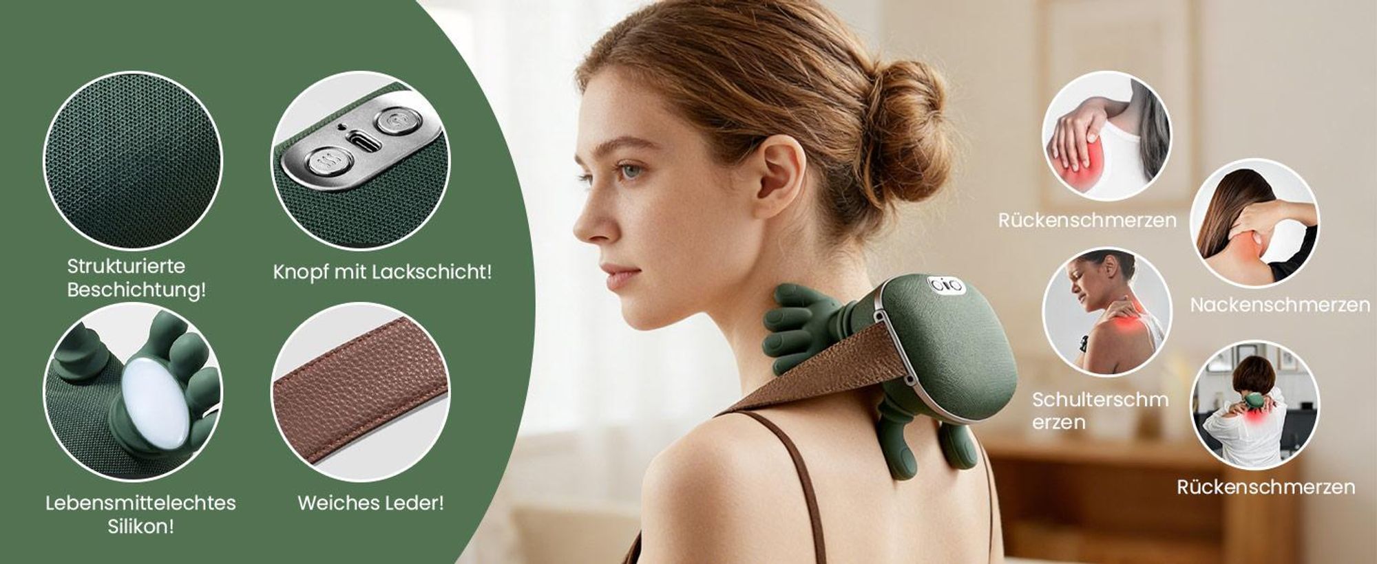Schulter und Nackenmassagegerät, tragbares beheiztes Massagegerät, Rückenmassagegerät, 4D-Knetmassagegerät, simuliert eine echte Handfläche zur