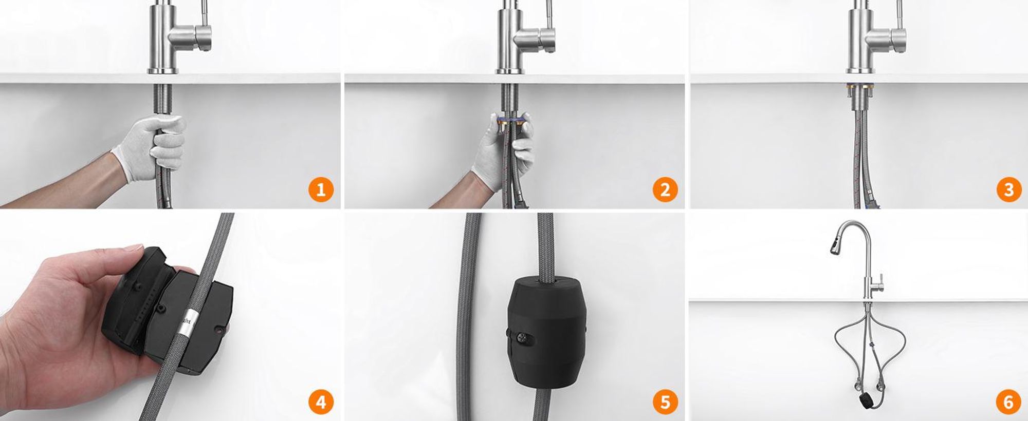 Homelody Wasserhahn Küche Edelstahl,Küchenarmatur 360°Schwenkbar,Armatur Küche 3 Strahlarten Geschirrbrause,Hochdruck Mischbatterie Küche mit Brause