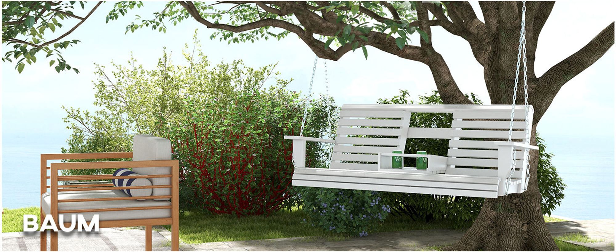 Outsunny Hängebank 2-3 Sitzer Tannenholz 150 x 75 x 53 cm Weiß