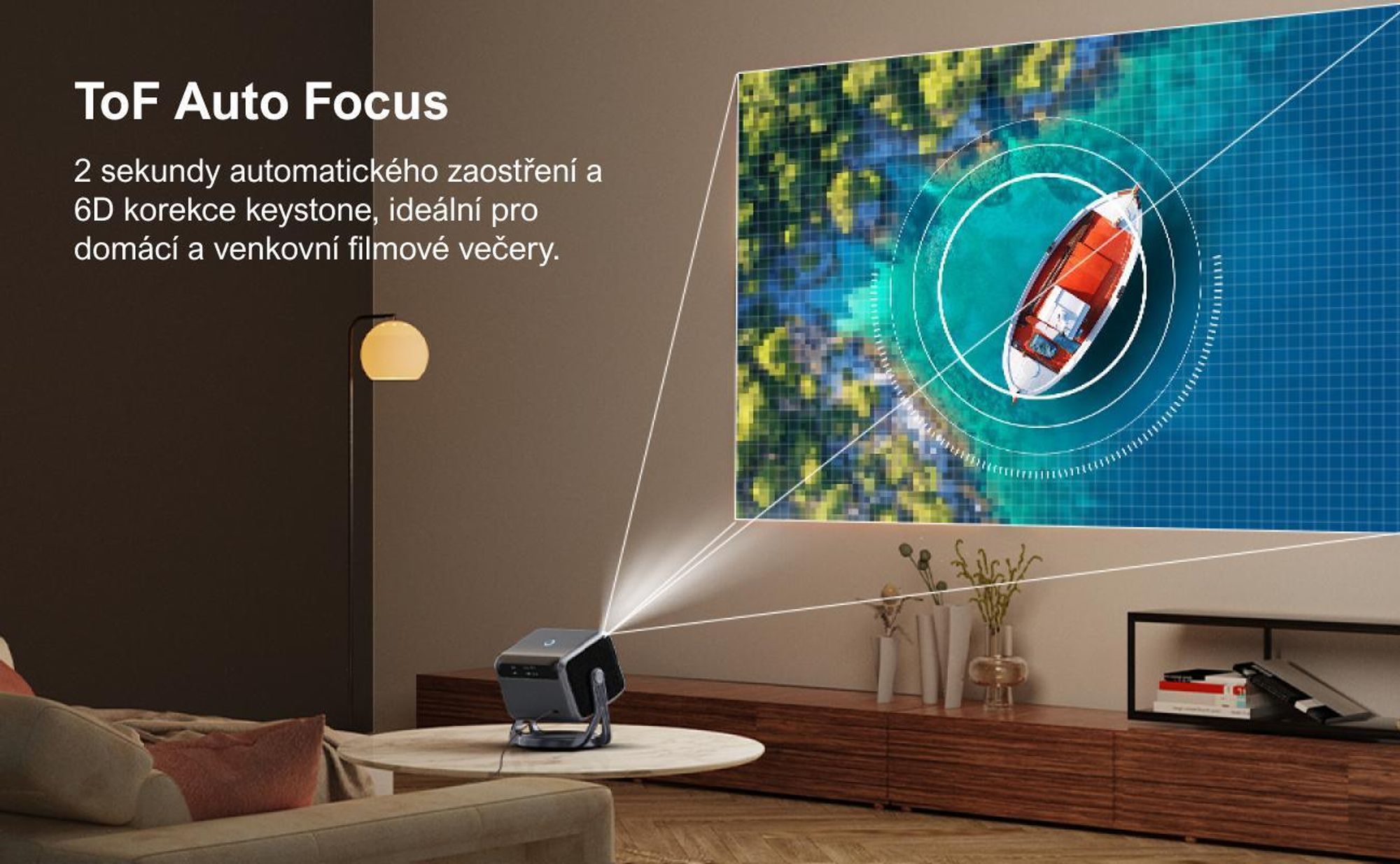 Projektor ULTIMEA Nova C40 s dekódováním 4K a Android TV 11.0 1000:1, Dolby Audio, 600 ANSI, HDR10 a HLG, s 90° kardanovým stojanem bez stojanu