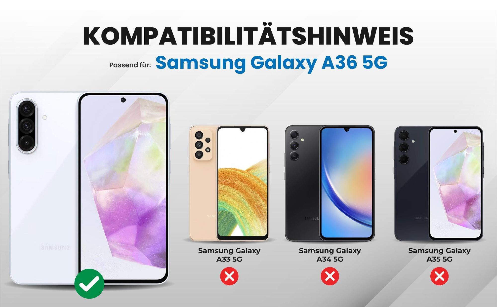 Kompatibilitätshinweise Hülle für Samsung Galaxy A36 5G