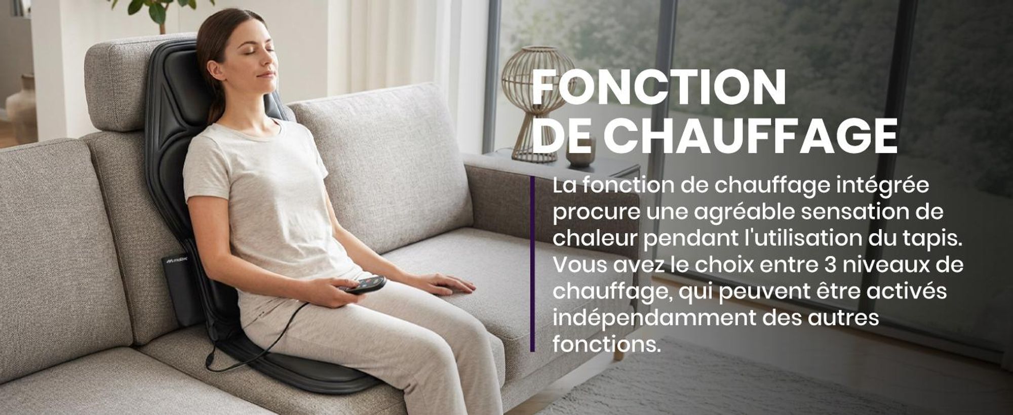 Coussin de massage MalTec avec télécommande, tapis de massage pour tout le corps, 9 modes de massage par vibration, idéal pour le dos, les jambes et le cou, couleur noire