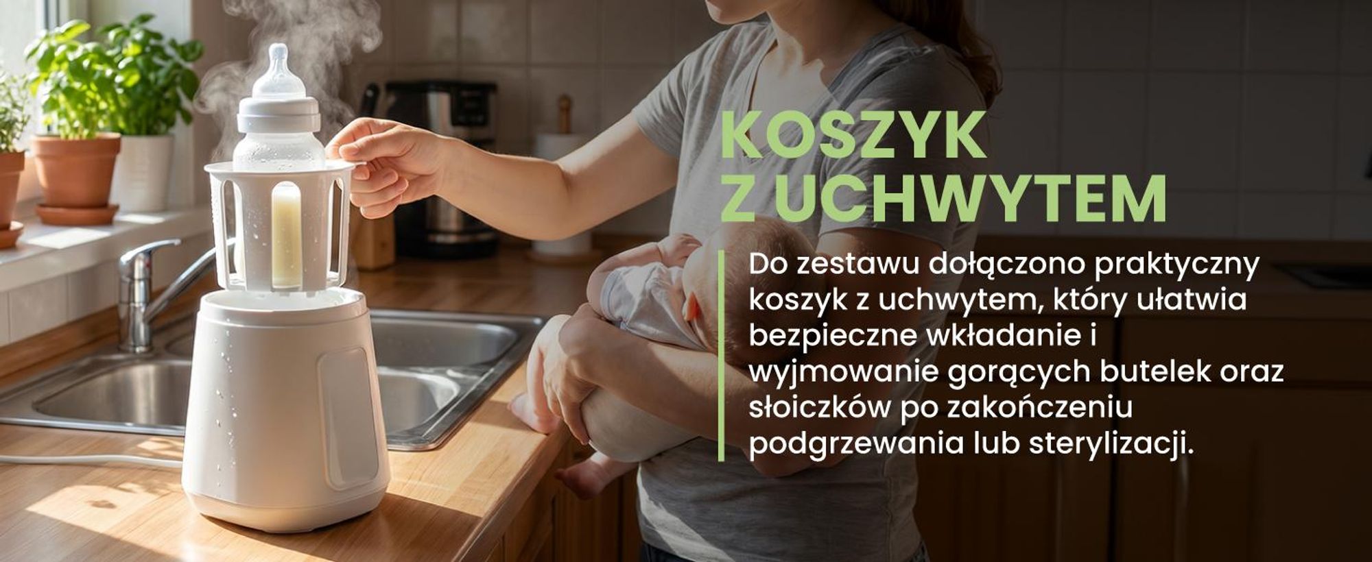 Podgrzewacz do butelek ze sterylizatorem i funkcją rozmrażania oraz przymywaniem temperatury