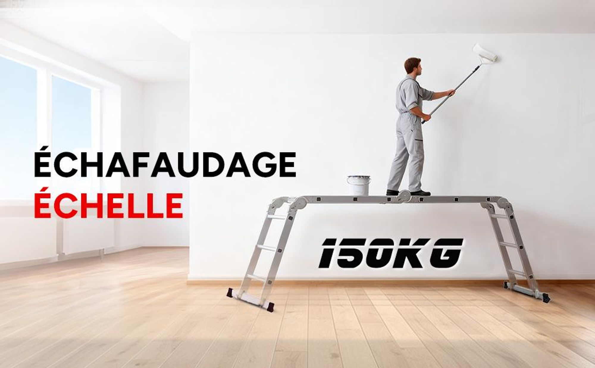 OUTIGO Echelle multifonctionnelle Echelle pliante Echelle télescopique Echelle à cadre A 4x3 350cm Echelle d'appui Escabeau Echelle de ménage en aluminium