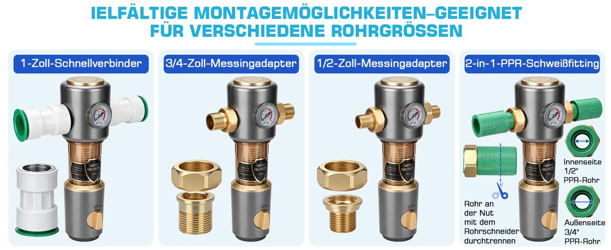 8T/h Rückspülfilter Selbstreinigung Spin Down Sedimentfilter mit Schabelement Hauswasserfilter Wasserfilter Vorfilter für Hausanschluss Hauswasserwerk