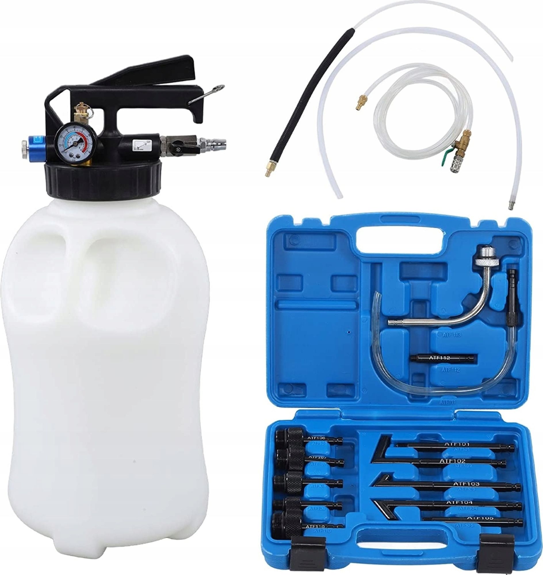 SATRA | Getriebeölpumpe, 10L Kapazität, 15 Adapter, Öleinfüllgerät für Automatikgetriebe, Getriebeölpumpe, Automatikgetriebe Ölwechsel Set