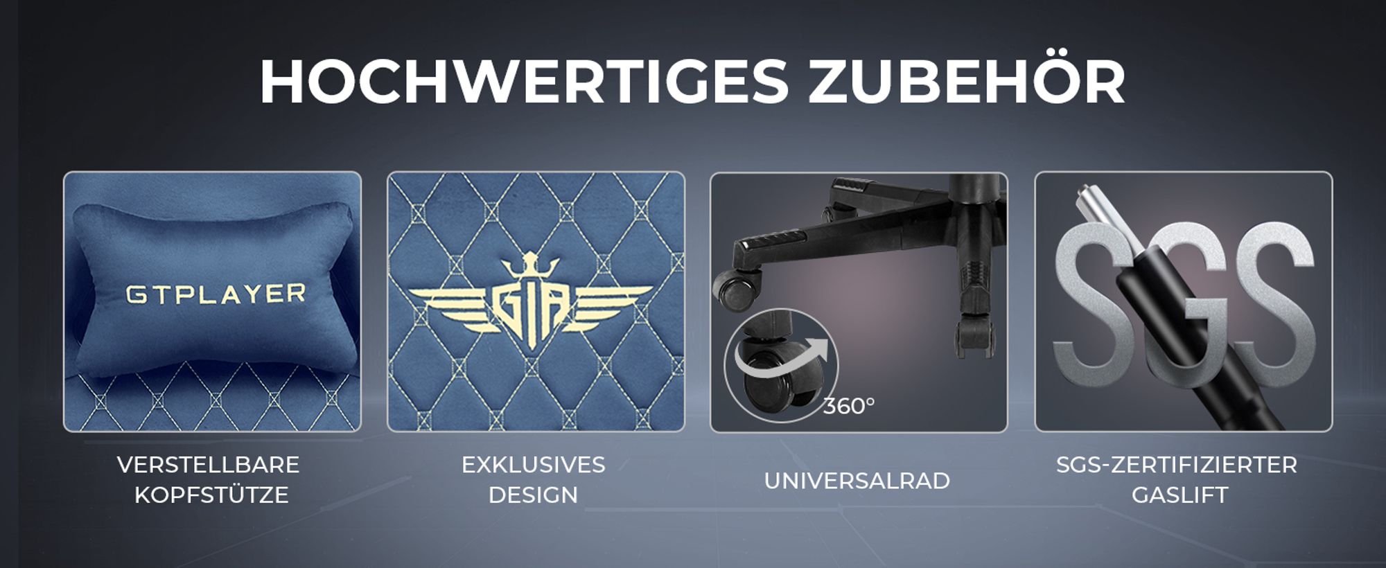 GTPLAYER Gaming Stuhl Stoff Gaming Chair Ergonomisch Bürostuh PC Stuhl,  Verstellbarer und Drehbarer Schreibtischstuh mit Fußstütze, Blau