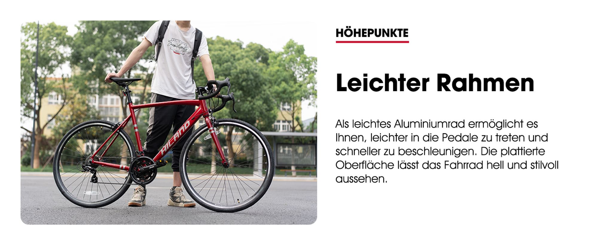 Hiland 28 Zoll Rennrad 14 Gang, Aluminium Rahmen 700c Rennrad, City Pendler Fahrrad für Männer Frauen, 53cm, Schwarz