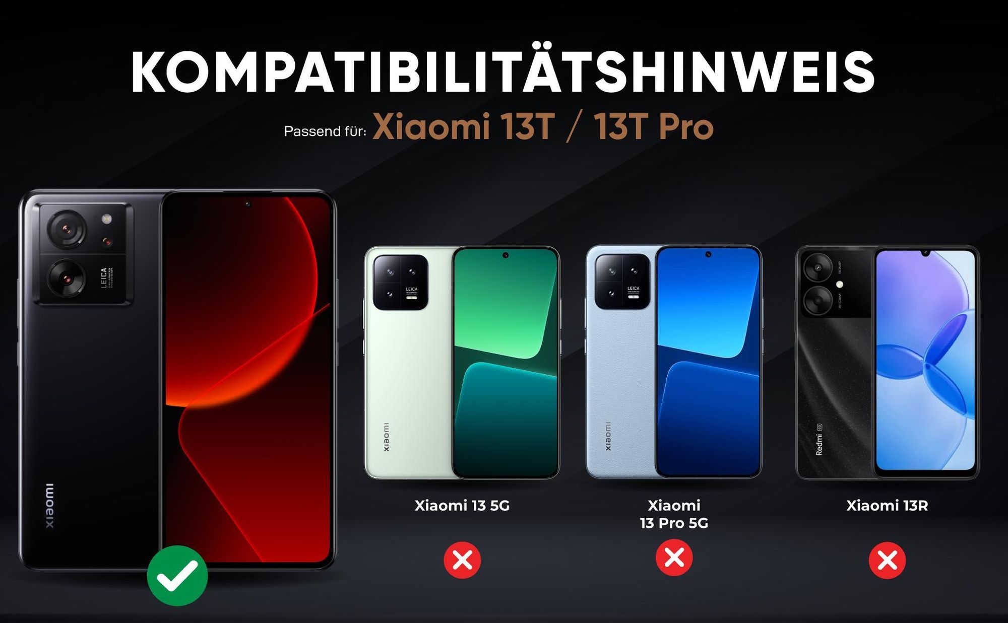 Kompatibilitätshinweise Hülle für Xiaomi 13T / 13T Pro
