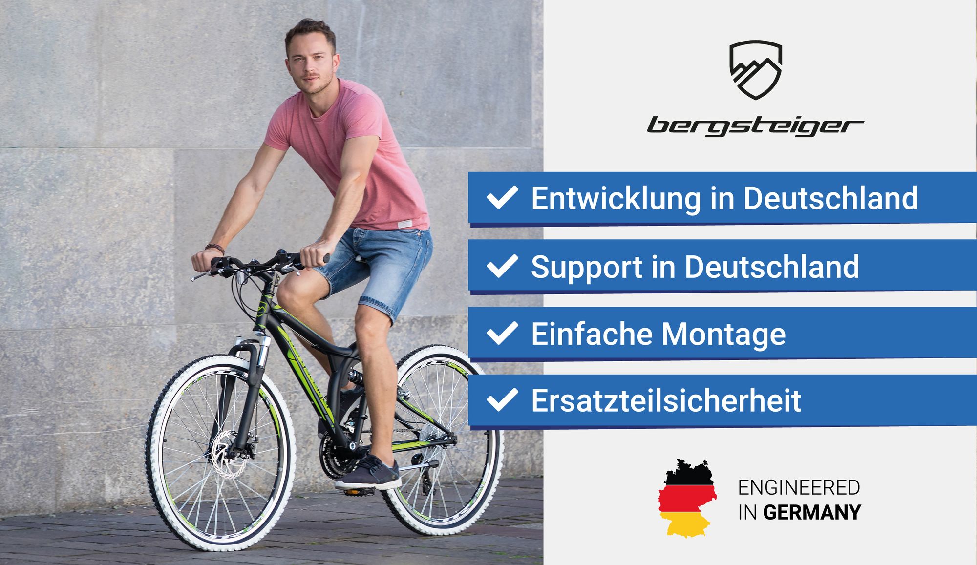 Bergsteiger Phoenix 26 Zoll Mountainbike, geeignet ab 160 cm, Scheibenbremse, Licht, Schutzblech, 21 Gang-Schaltung, Vollfederung