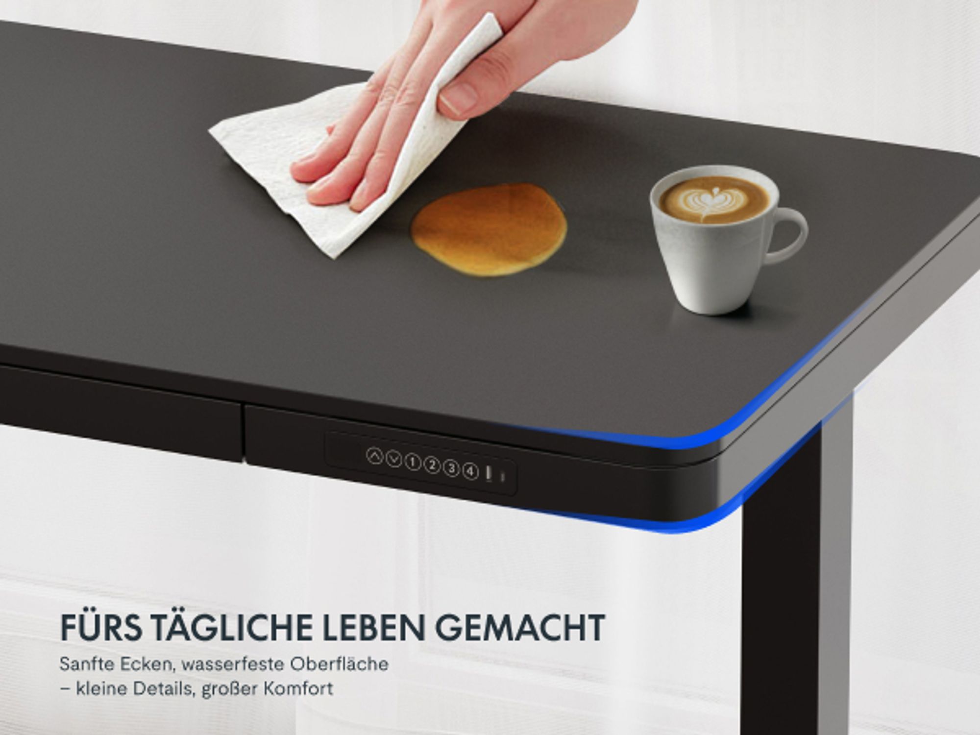 FLEXISPOT Q3 Höhenverstellbarer Schreibtisch Elektrisch mit Schublade, USB A&C, 4 Speicherplätzen, Antikollisionsschutz, LED-Display 120x60cm(Schwarz)