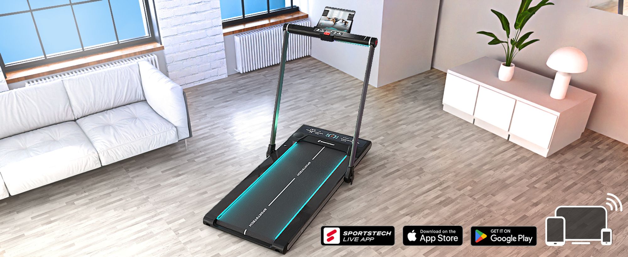 Sportstech Laufband sWalk Plus 2-in-1