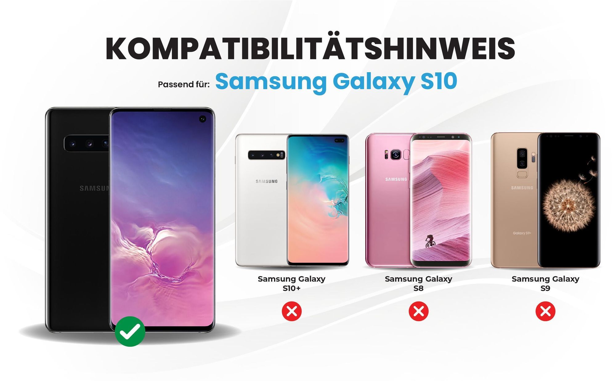 Kompatibilitätshinweise Hülle für Samsung Galaxy S10