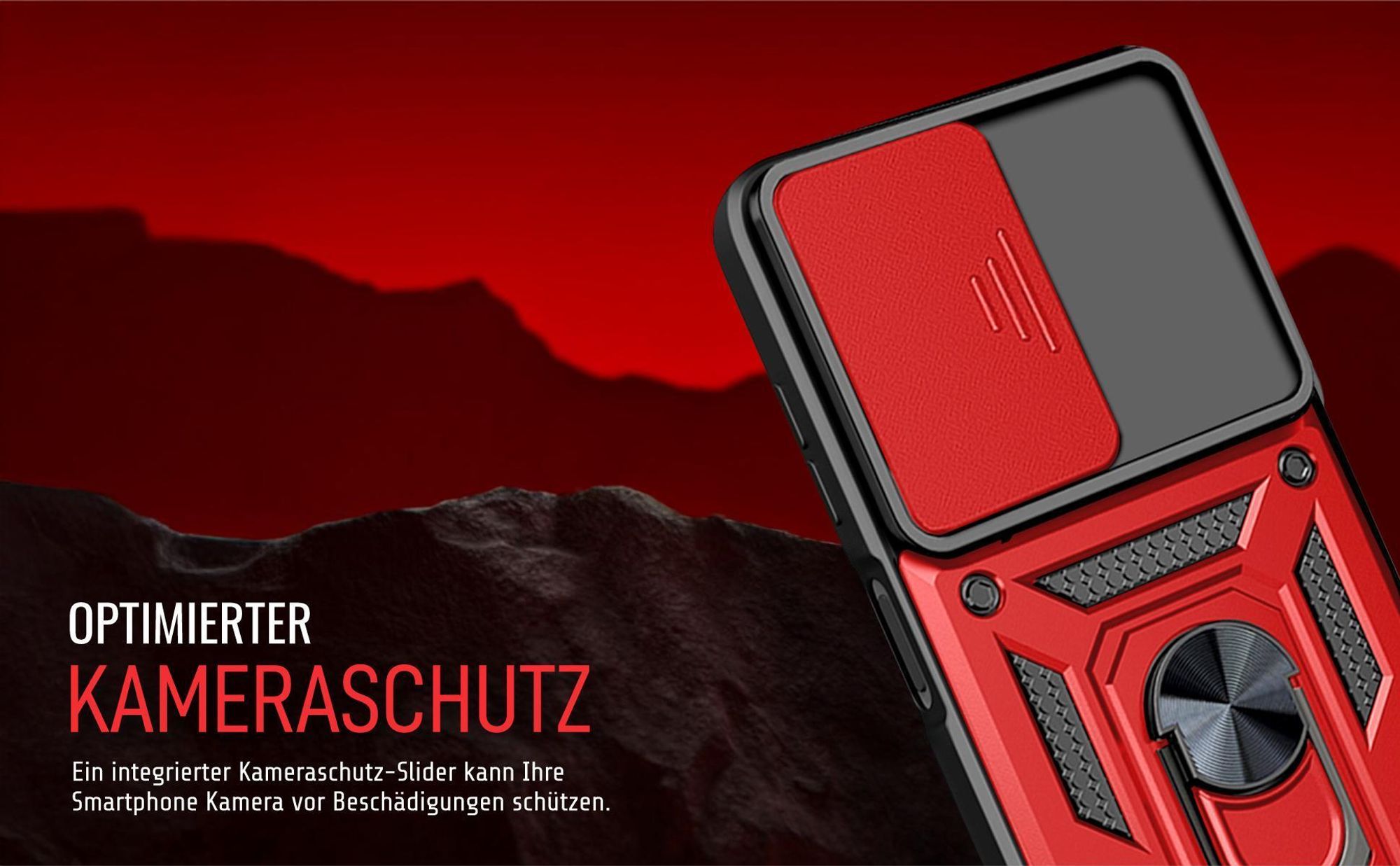 Handyhülle in Rot für Samsung Galaxy A50 mit Kameraslider