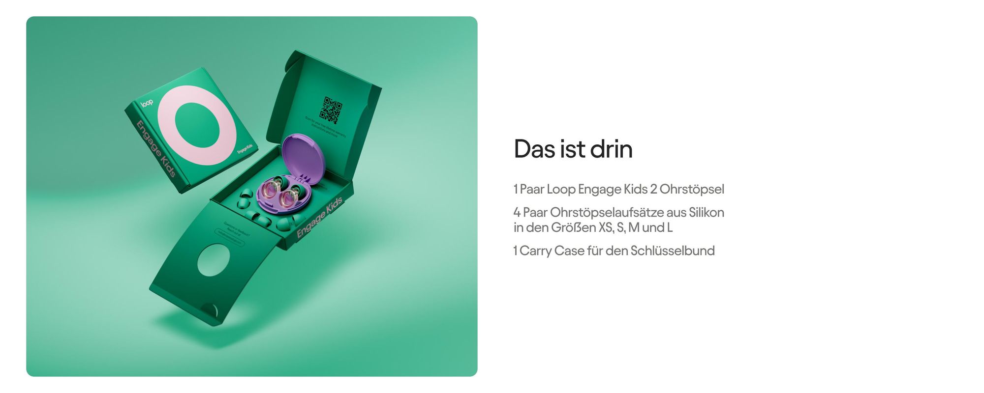 Loop Engage Kids 2 Ohrstöpsel für Kinder (6–12 Jahre), Wiederverwendbarer Lärmschutz, 16 dB