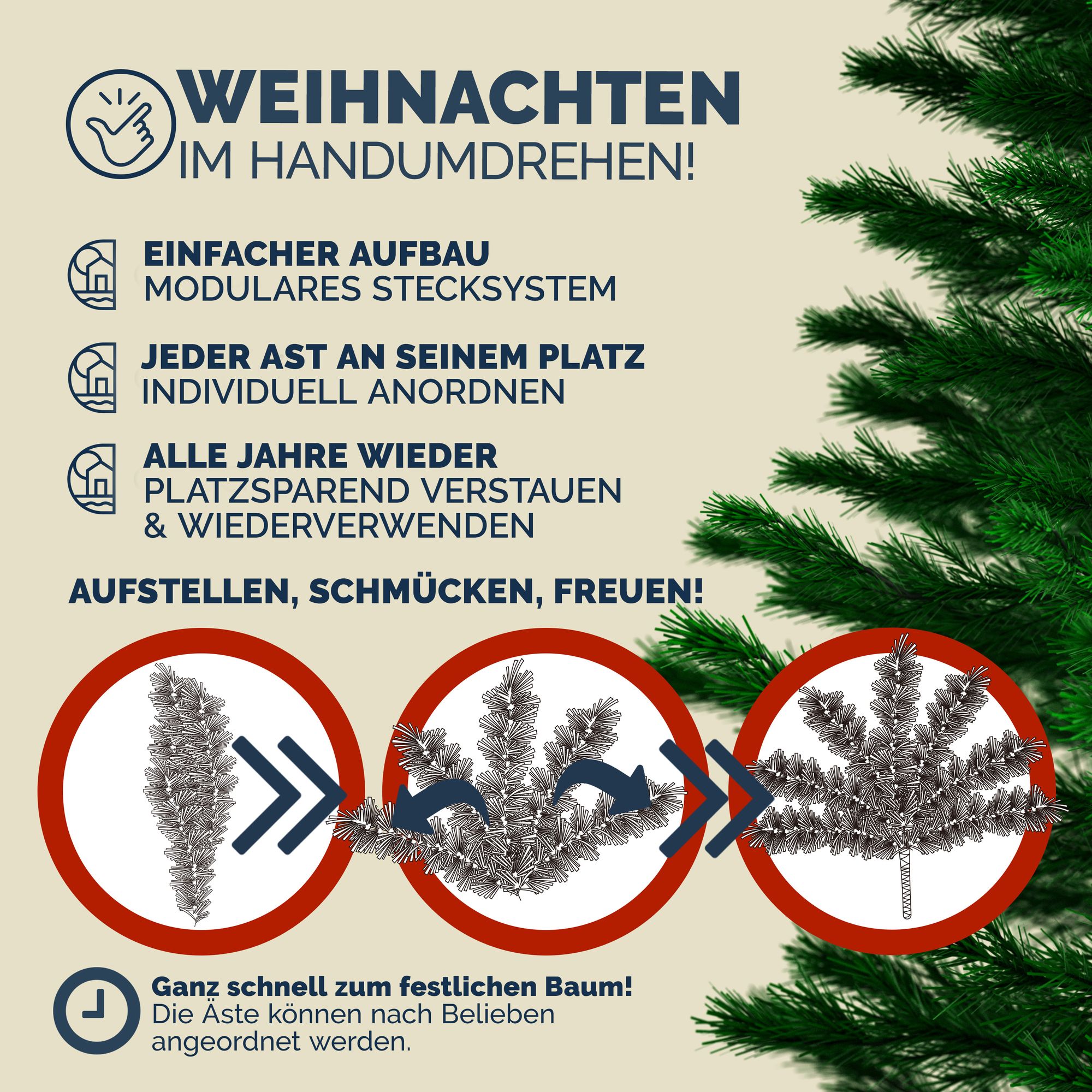 Casaria Künstlicher Weihnachtsbaum 180 cm mit Metallständer 533 Spitzen Schneller Aufbau Weihnachten Weihnachtsdeko Tannenbaum Christbaum PVC Grün