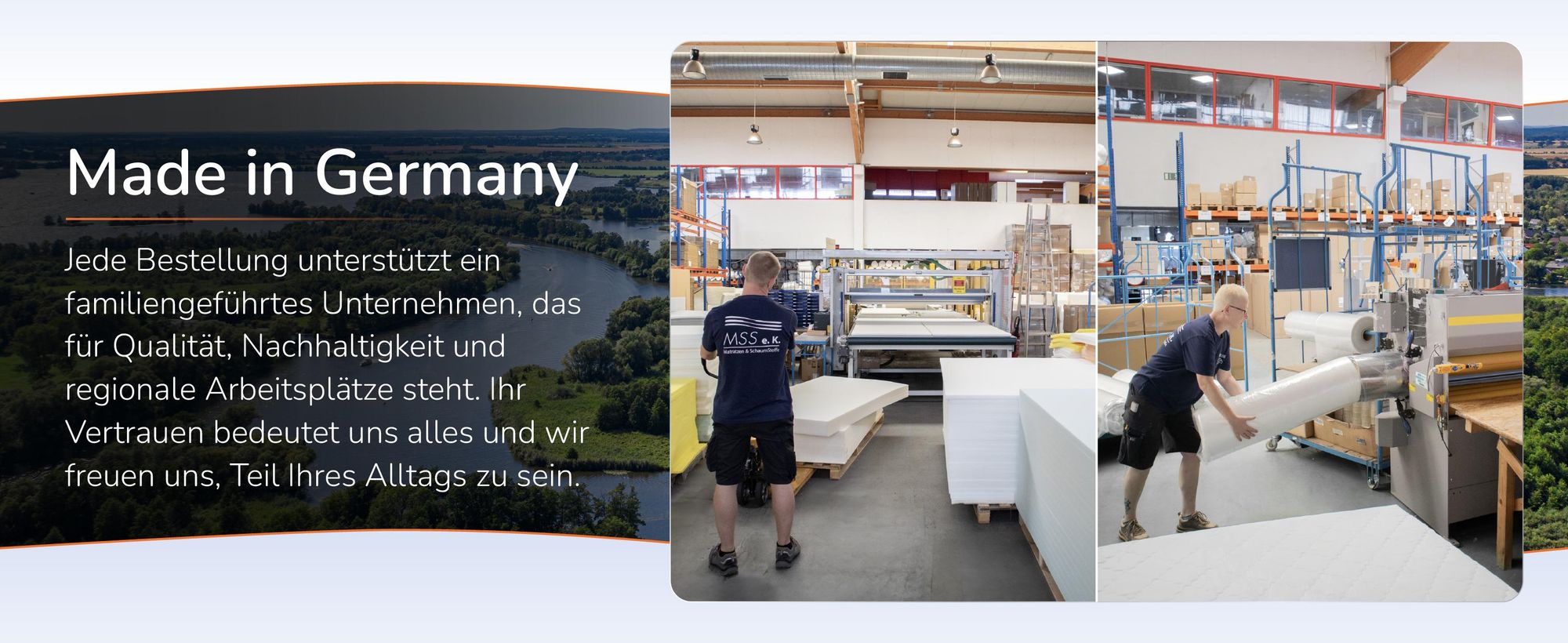 Zwei Mitarbeiter bei der Fertigung der Matratze