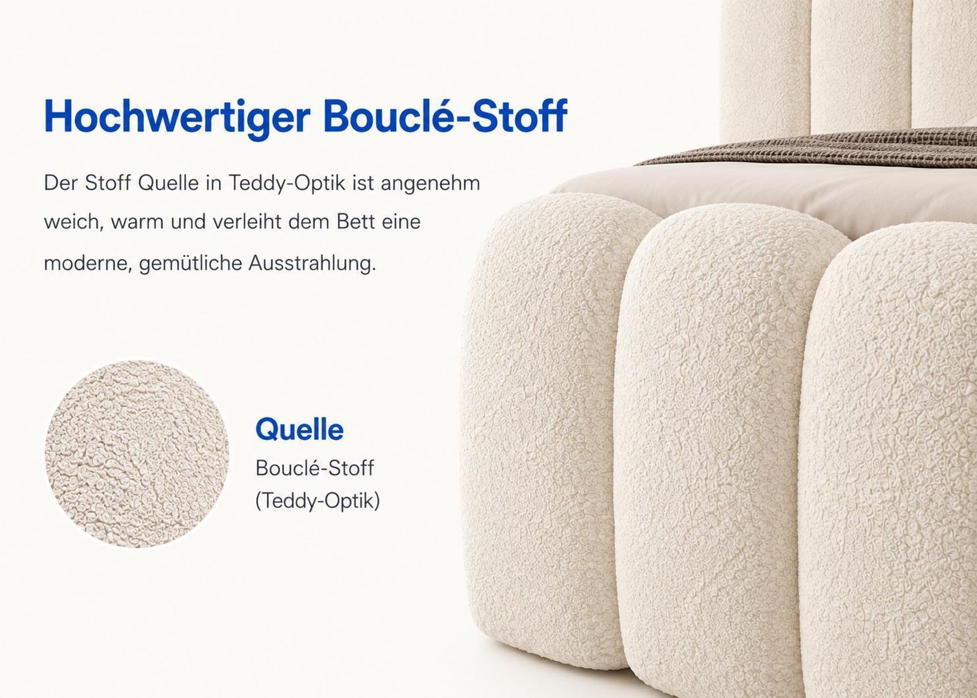 Boxspringbett CUDDLE mit abgerundeten Formen und gemütlicher Optik