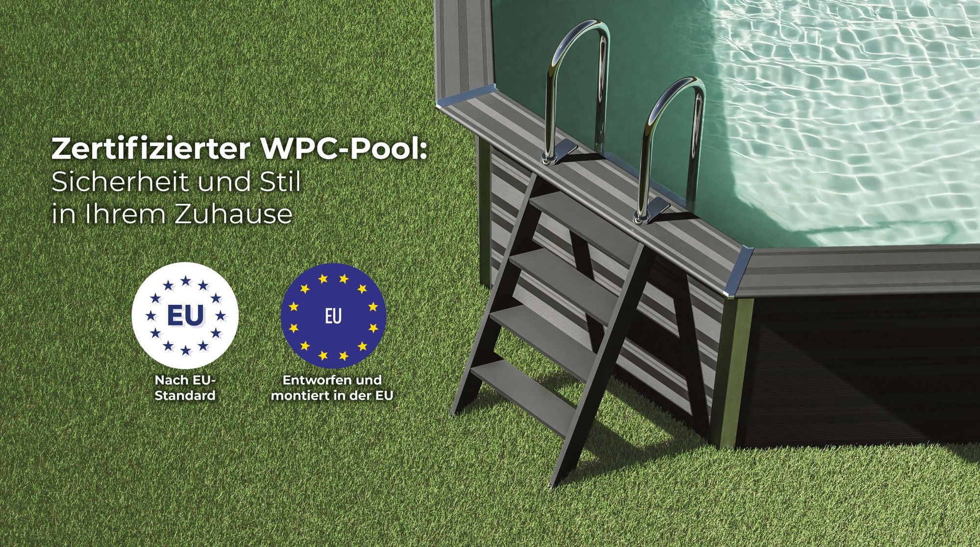 GRE Ovaler Composite-Pool KPCOV66L + LED – 664 x 386 x 124 cm, Komplettset