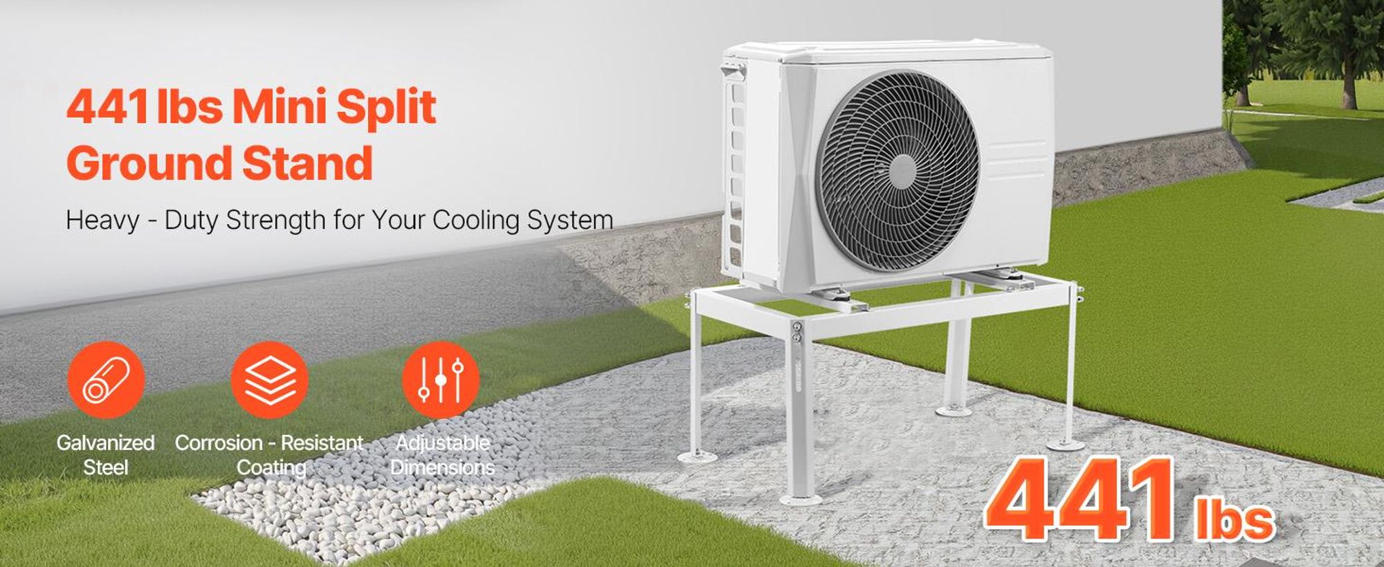 VEVOR Klimaanlage Bodenständer, vibrationshemmender Mini-Split-Ständer für kanallose Klimaanlagen-Wärmepumpen mit 9000–24000 BTU, AC-Basishalterung für Bodenmontage mit max. 200 kg Tragkraft