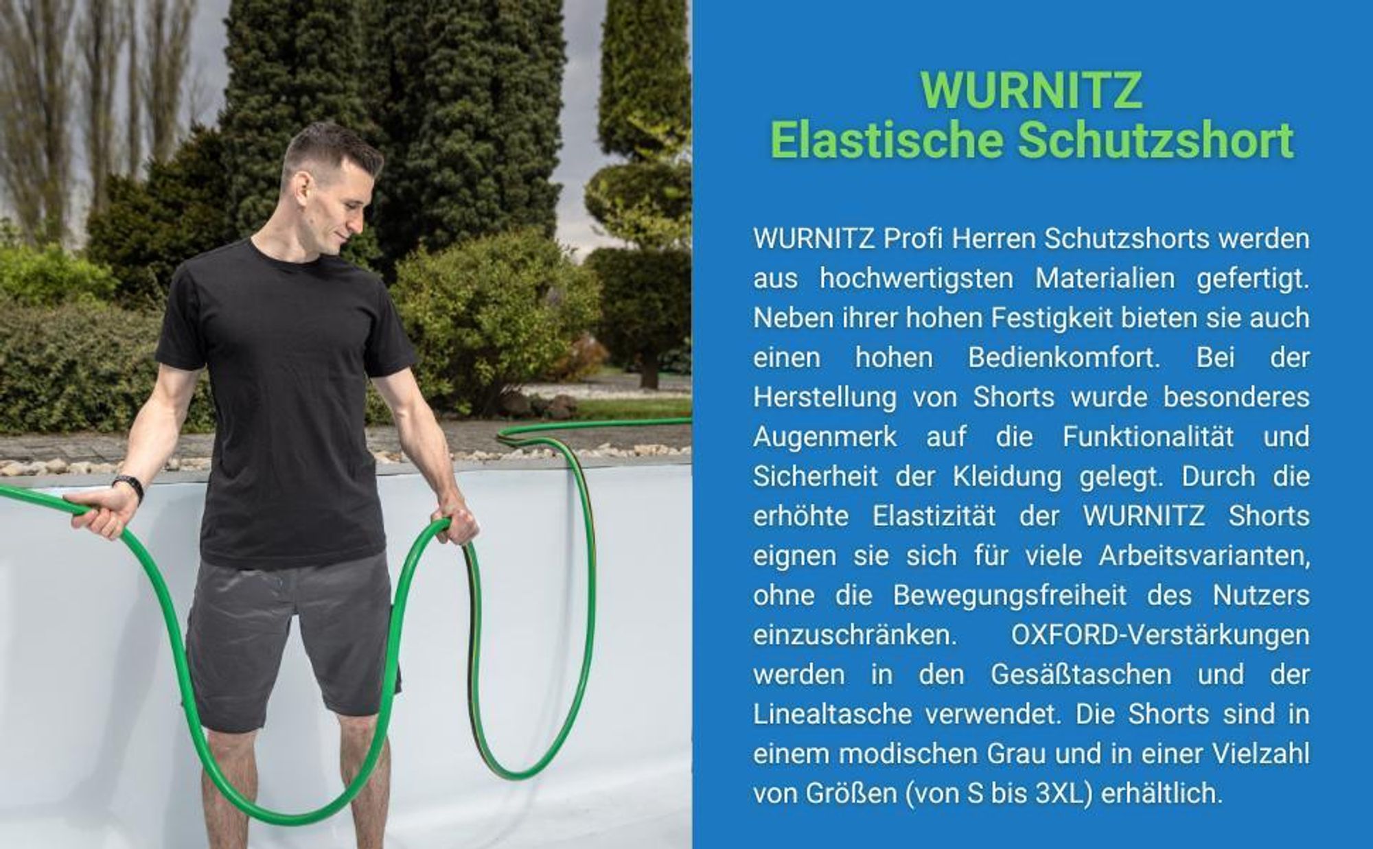 Arbeitsshorts Herren dunkelgrau/grau Gr. L (52) Högert Technik, 60% Polyester/38% Baumwolle, elastisch – WURNITZ kurze Arbeitshose Berufsbekleidung