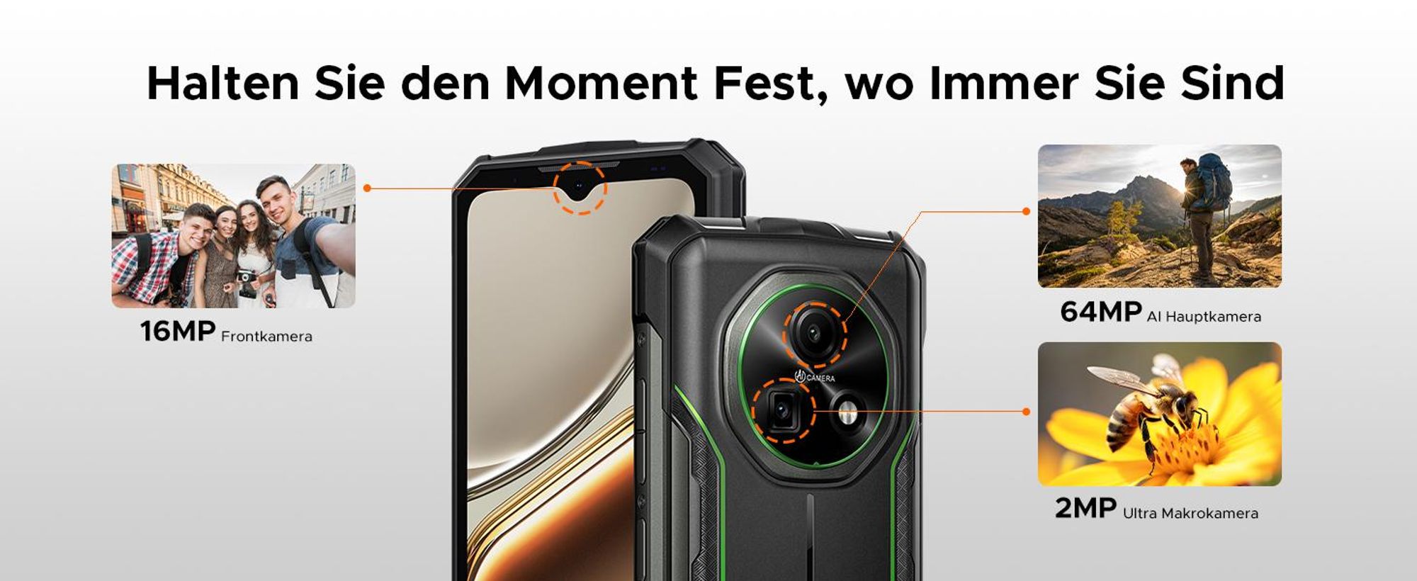 DOOGEE Fire 7 Outdoor Smartphone Handy, 5G, Android 16, IP68/IP69K, 6,6" 90Hz, 13000mAh, 36+128GB, 64MP, NFC, Fingerabdruck, Dual-SIM, ohne Vertrag