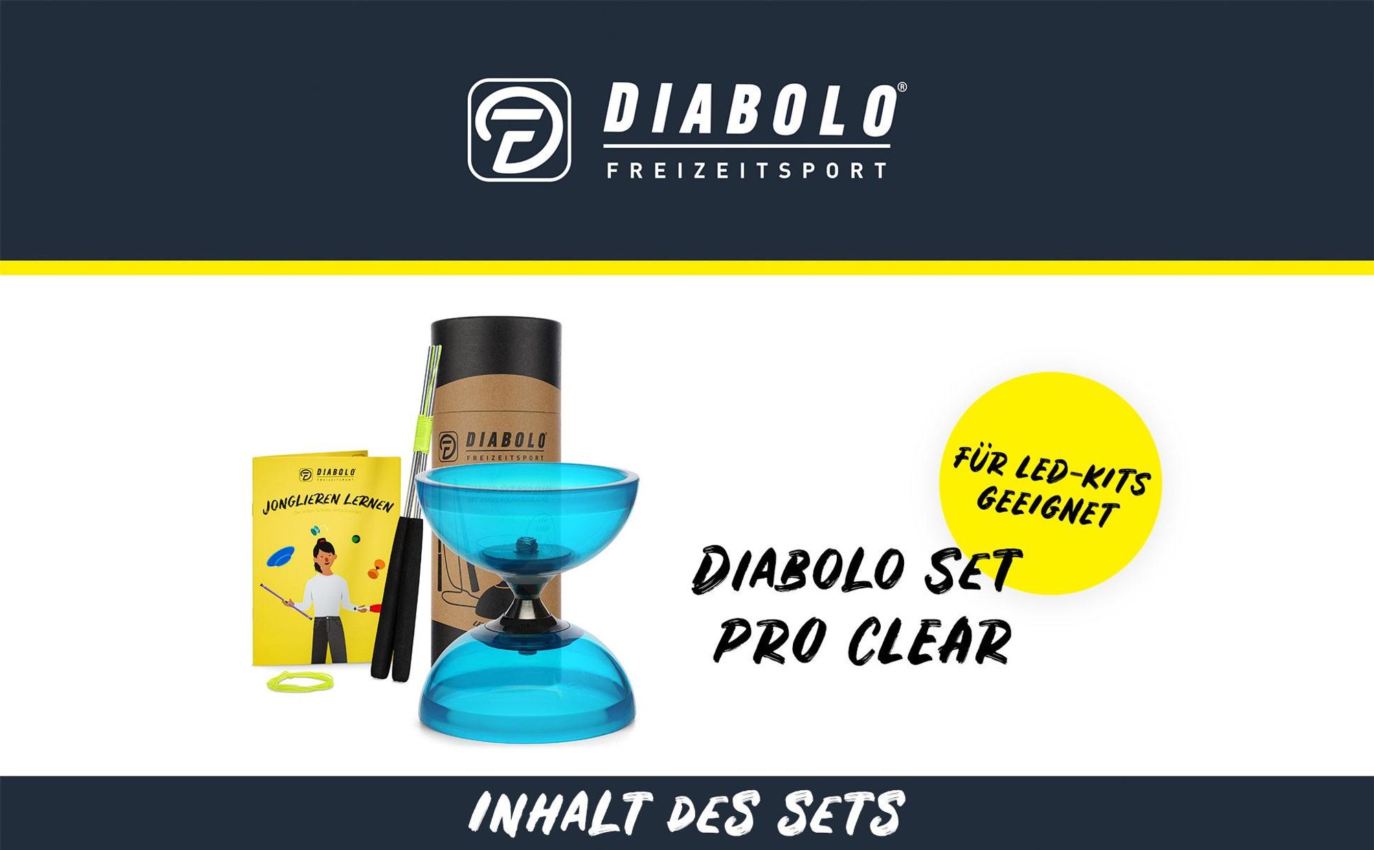 Diabolo Set PRO in Türkis mit Kugellagerachse | Robuste Konstruktion Diabolo-Set mit LED-Licht für Anfänger & Fortgeschrittene Diabolo Freizeit