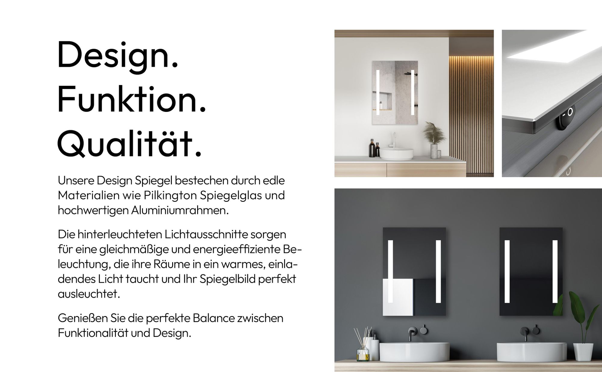 Badspiegel mit LED Beleuchtung 50x70 cm – TALOS Horizon Badezimmerspiegel, Wandspiegel Neutralweiß, feuchtraumgeeignet mit Aluminiumrahmen