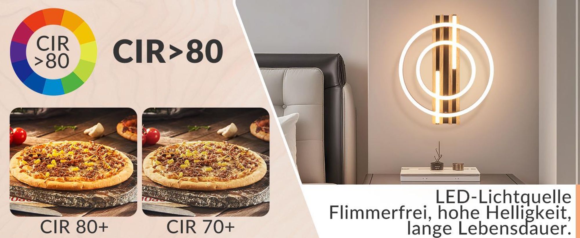 ZMH LED Deckenlamape 34W Holz Deckenleuchte Dimmbar 55CM Schlafzimmer Lampe 2 Ring wohnzimmerlampe Fernbedienung für Schlafzimmer Küche Esszimmer Rund