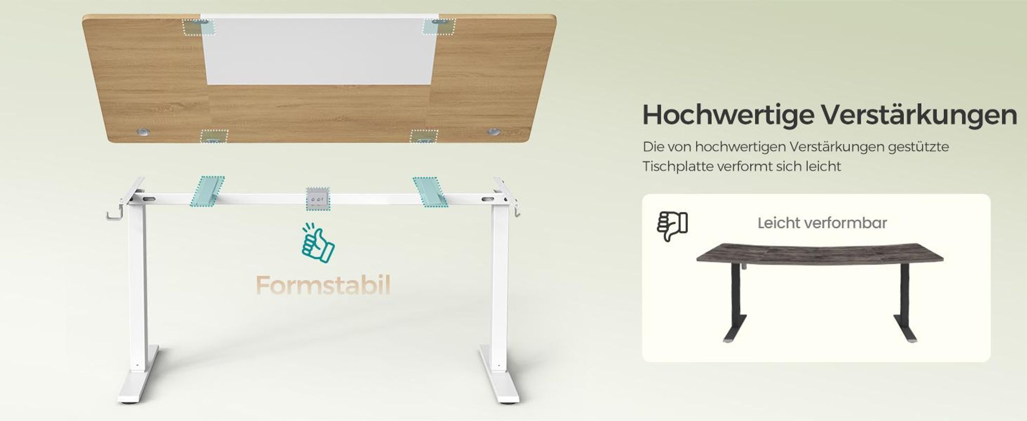 SONGMICS Höhenverstellbarer Schreibtisch elektrisch 160cm Memory-Funktion mit 4 Höhen pastellgelb